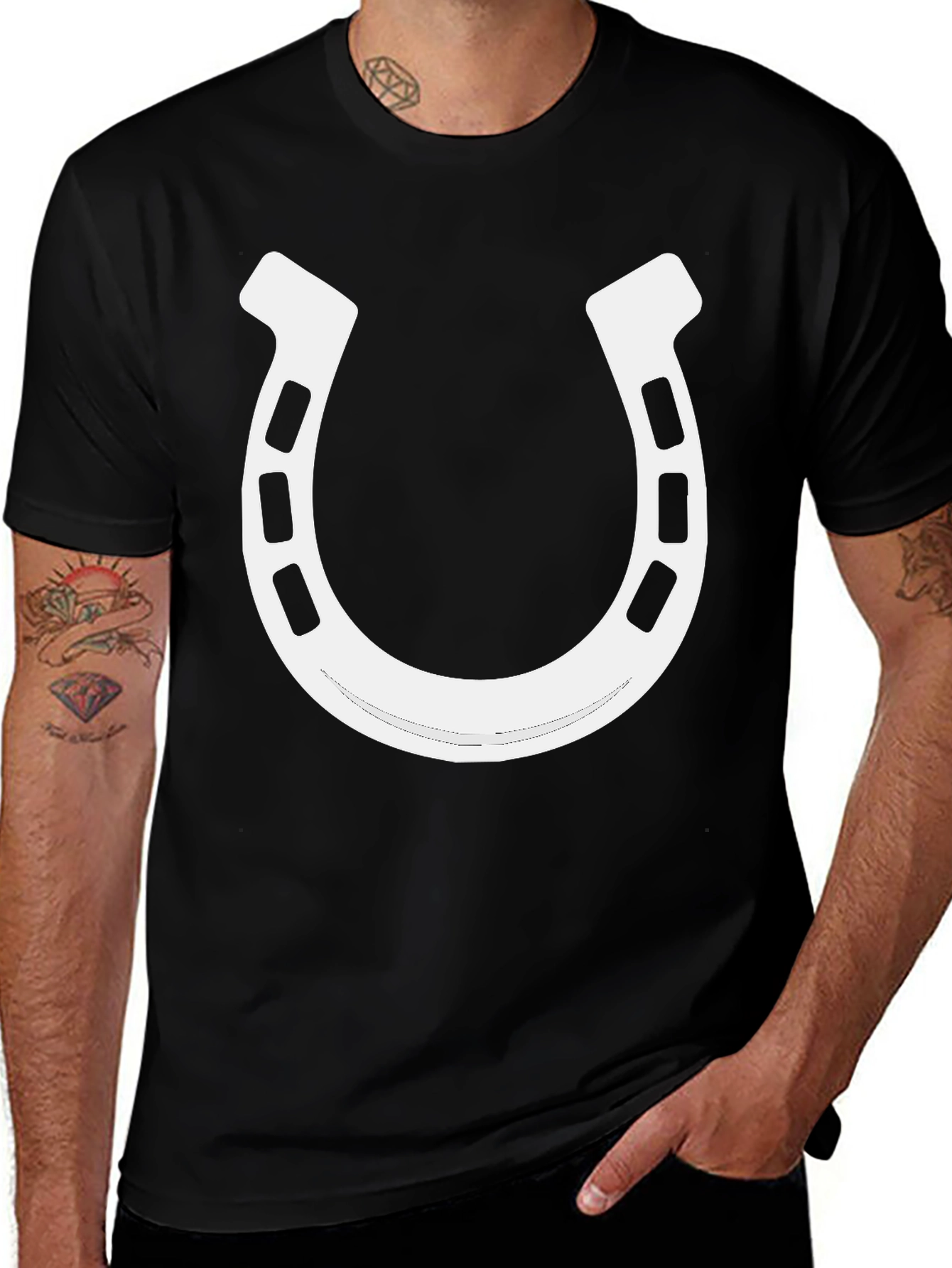 Variant 21 of Lucky Horseshoe Graphic Tee - Black Cotton Comfort