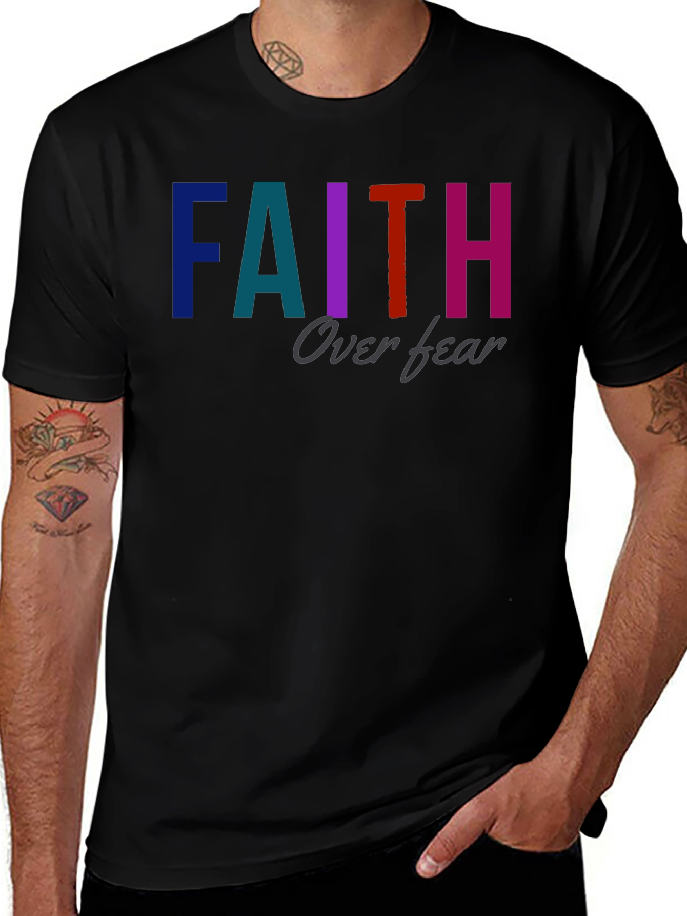 Faith Over Fear Graphic T-Shirt - Unisex Black Tee