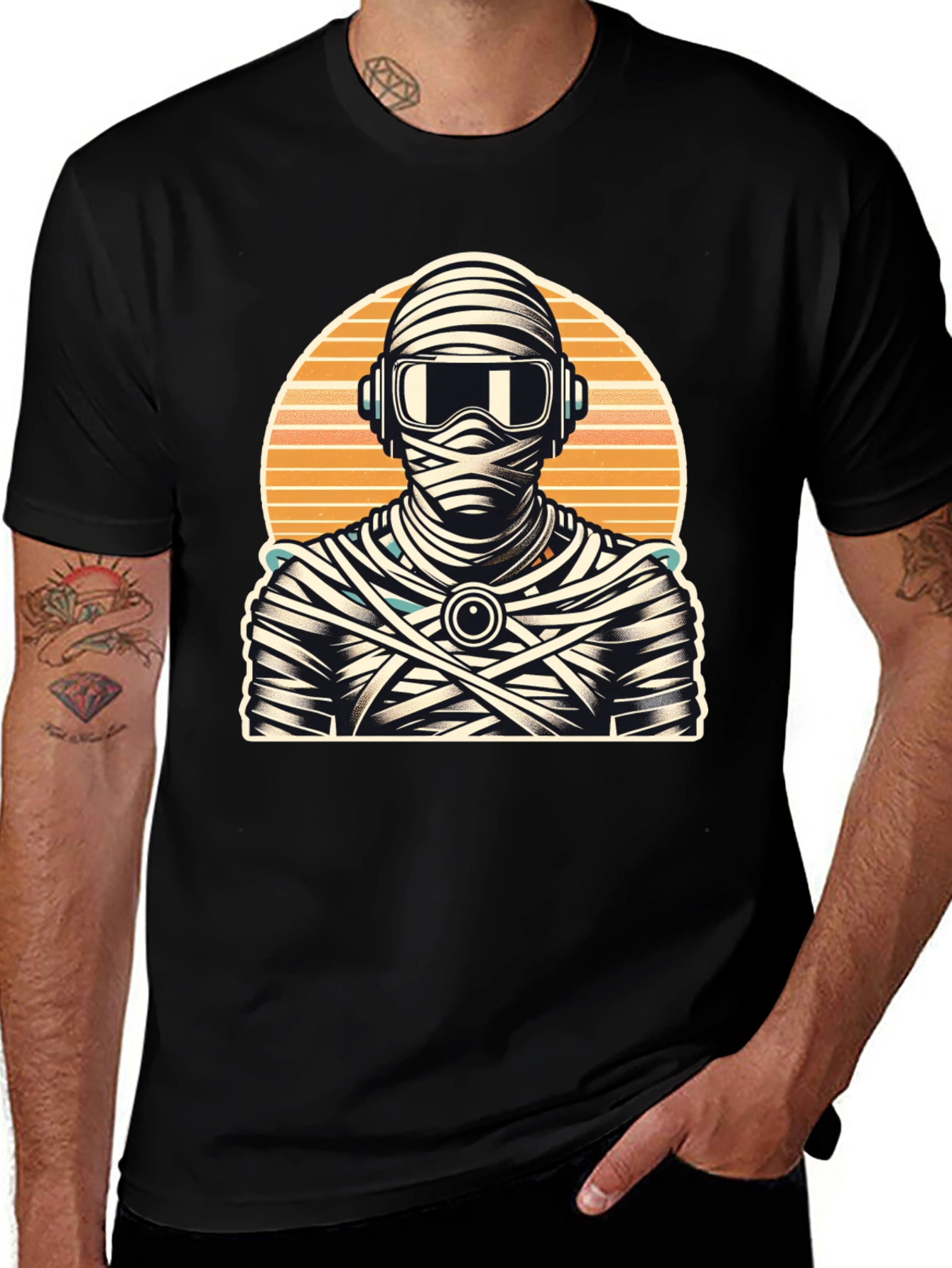 Variant 14 of Retro Mummy DJ Graphic Tee - Black