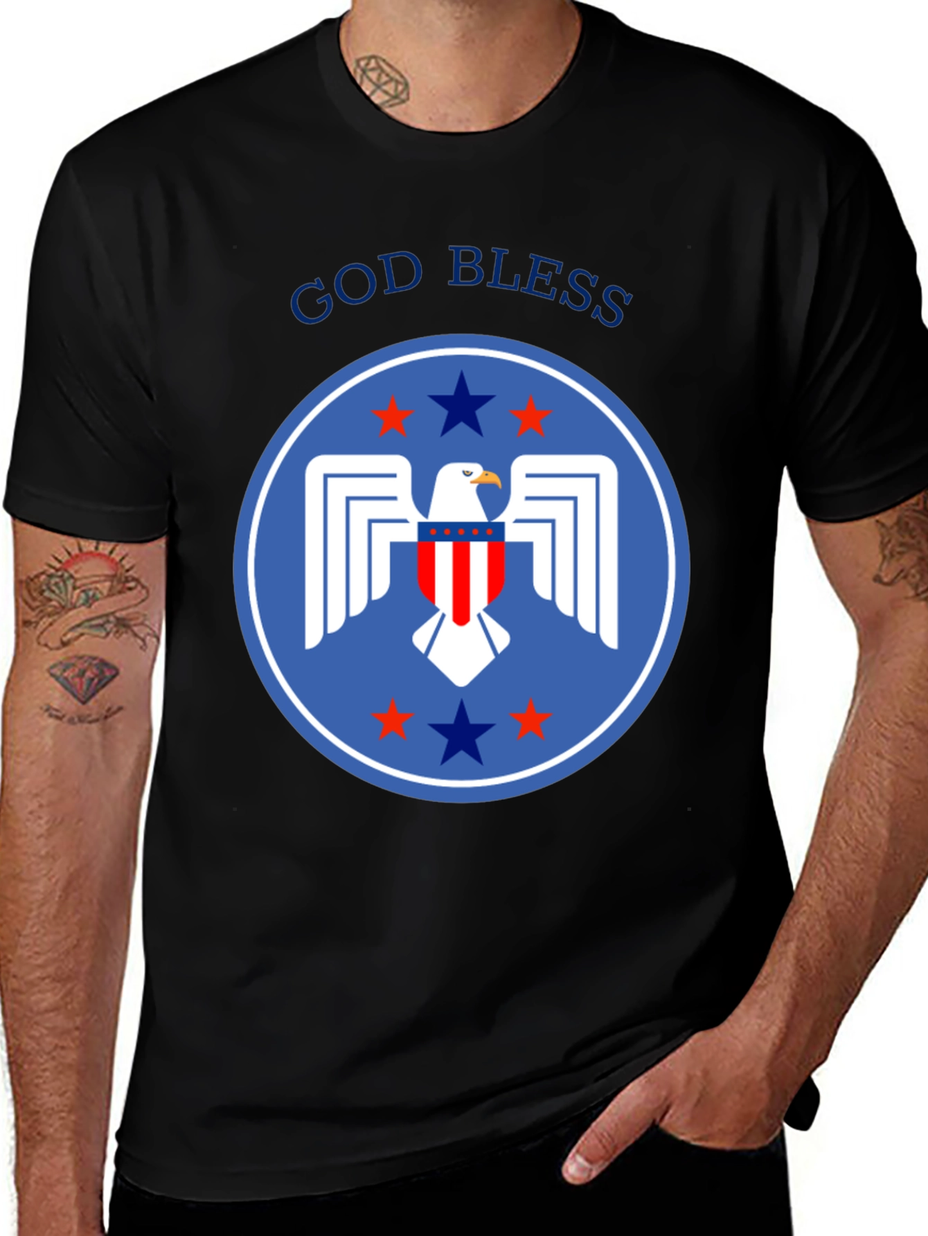 Variant 2 of Patriotic Eagle Graphic T-Shirt - God Bless America