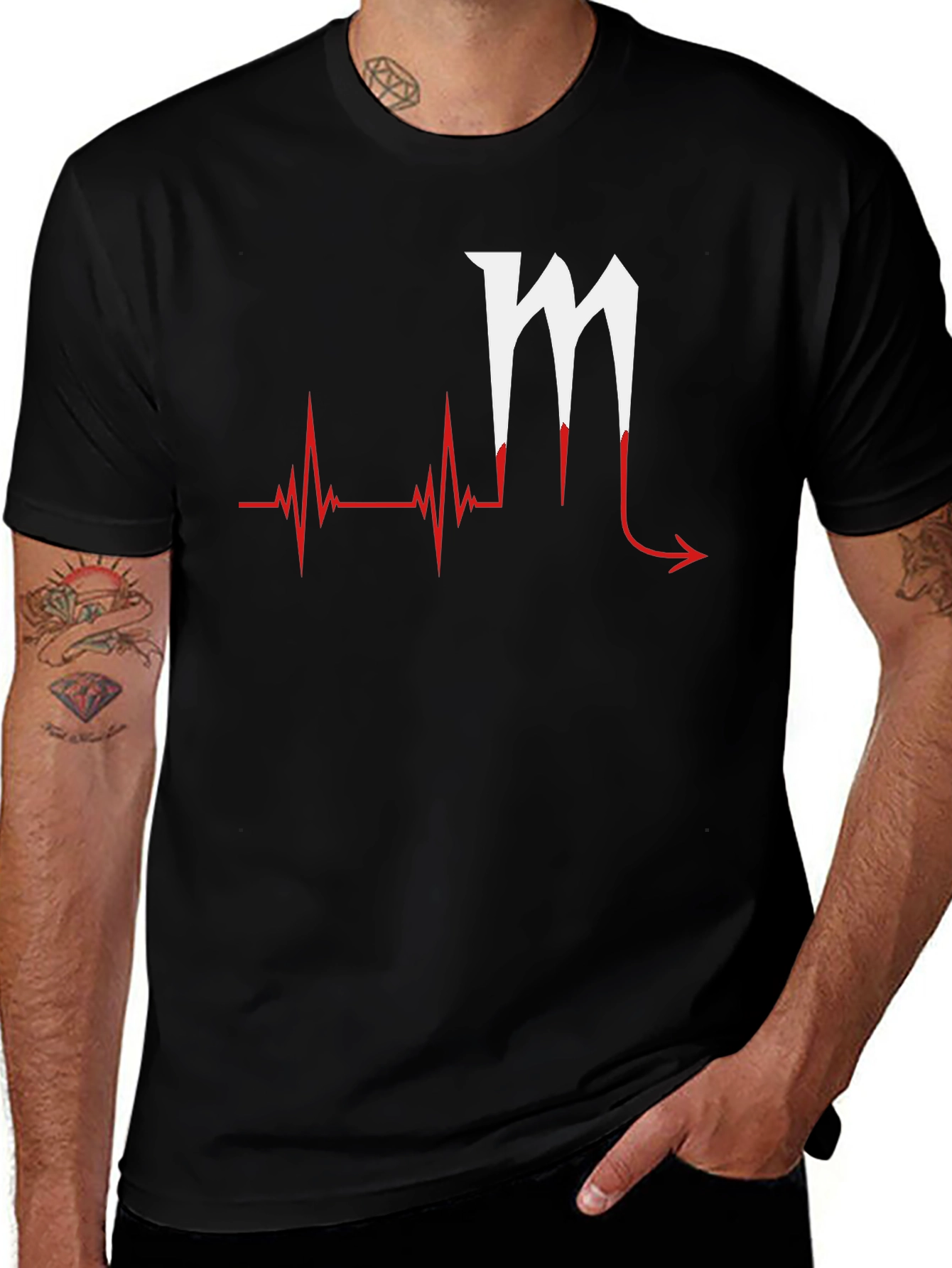 Heartbeat Scorpio T-Shirt - Black Graphic Tee