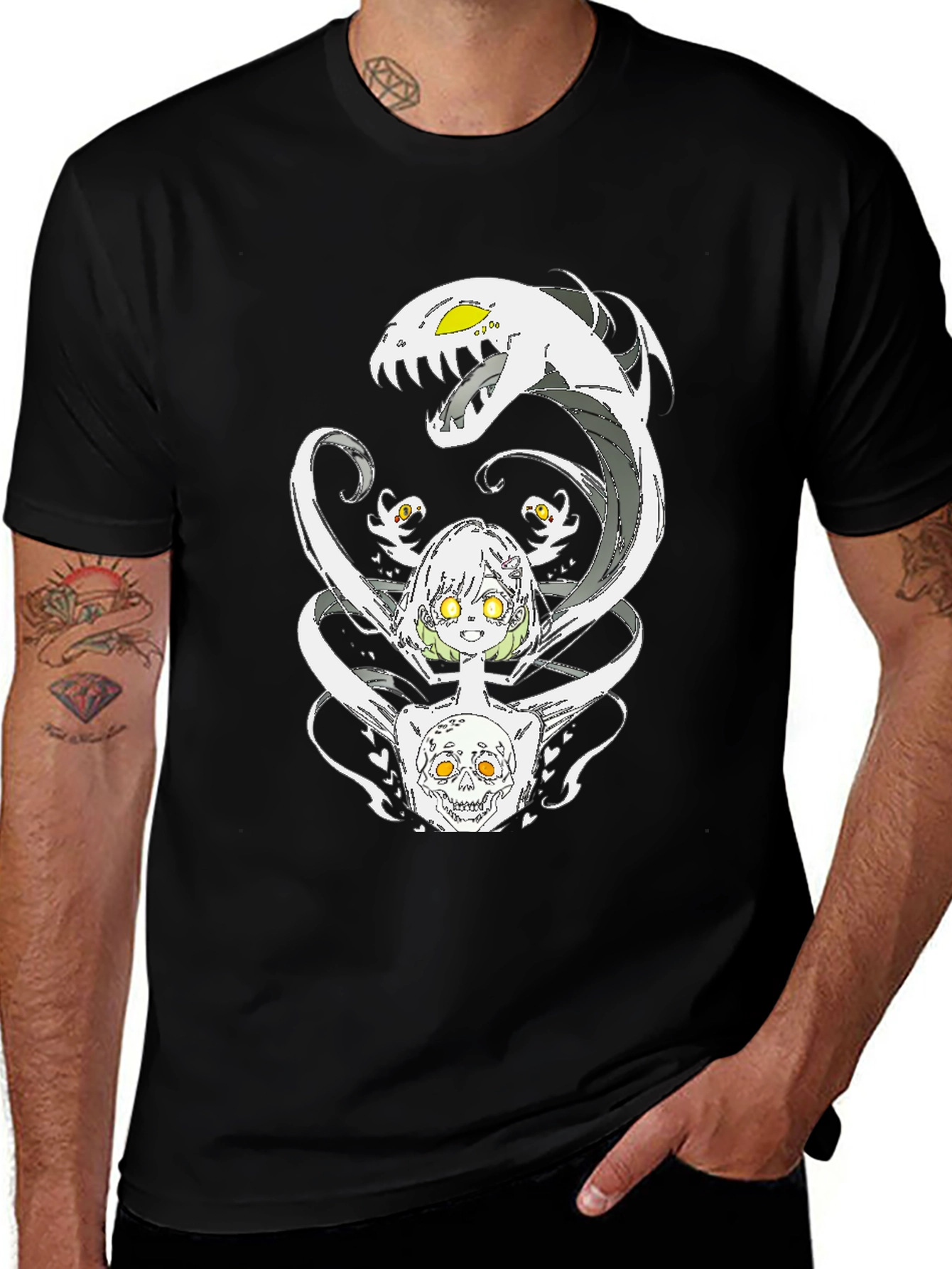 Variant 22 of Anime Skull Graphic Tee - Black