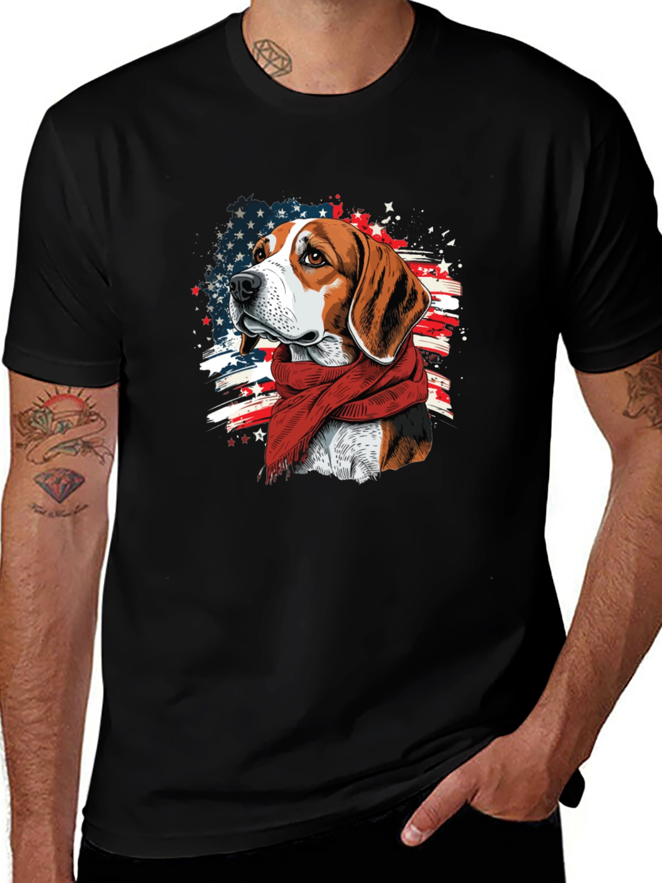 Variant 23 of Patriotic Beagle T-Shirt - American Flag Dog Tee