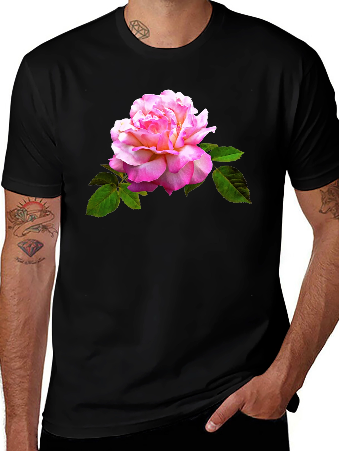 Variant 21 of Rose Graphic Black T-Shirt