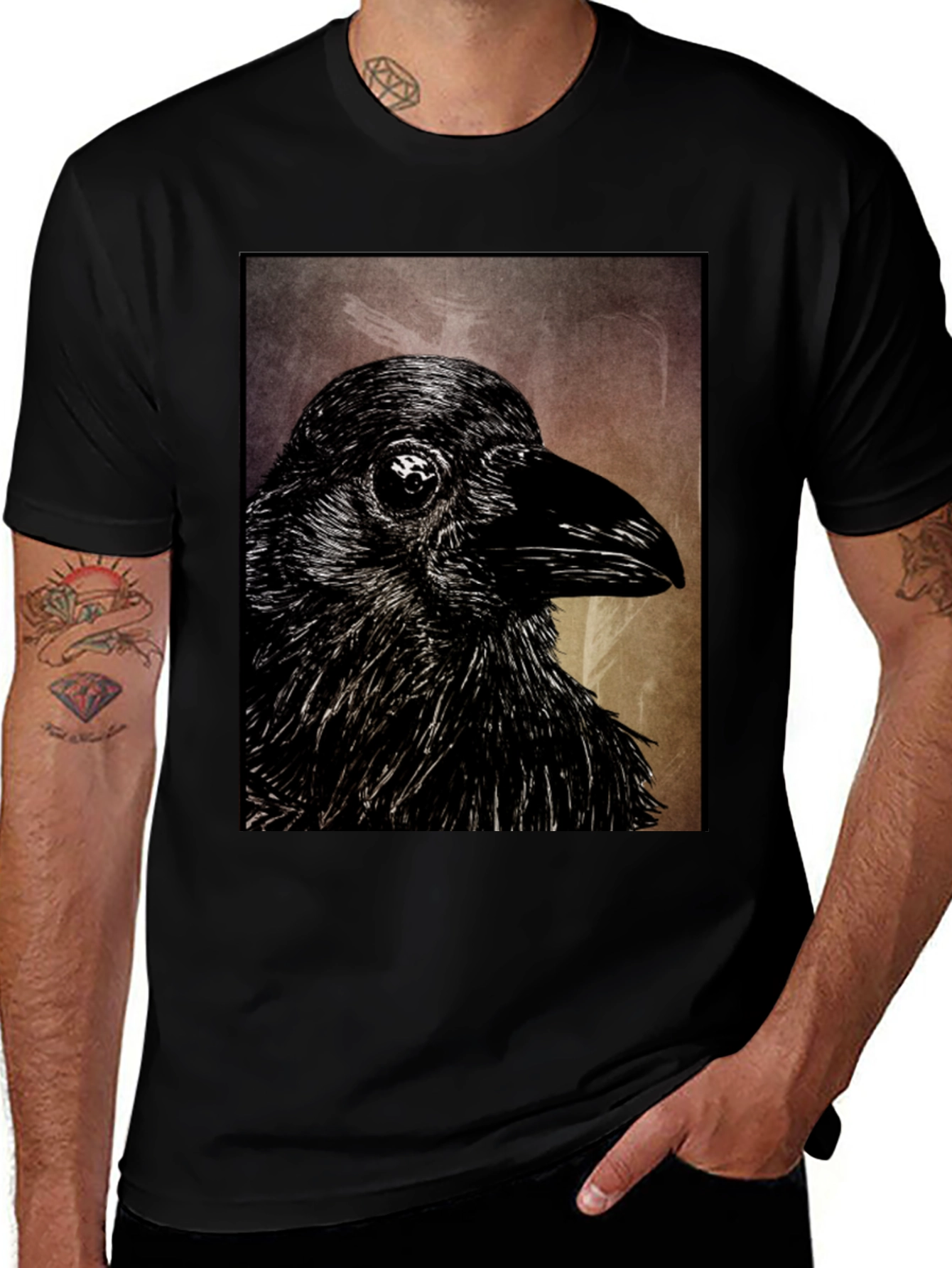 Variant 8 of Raven Graphic Black T-Shirt