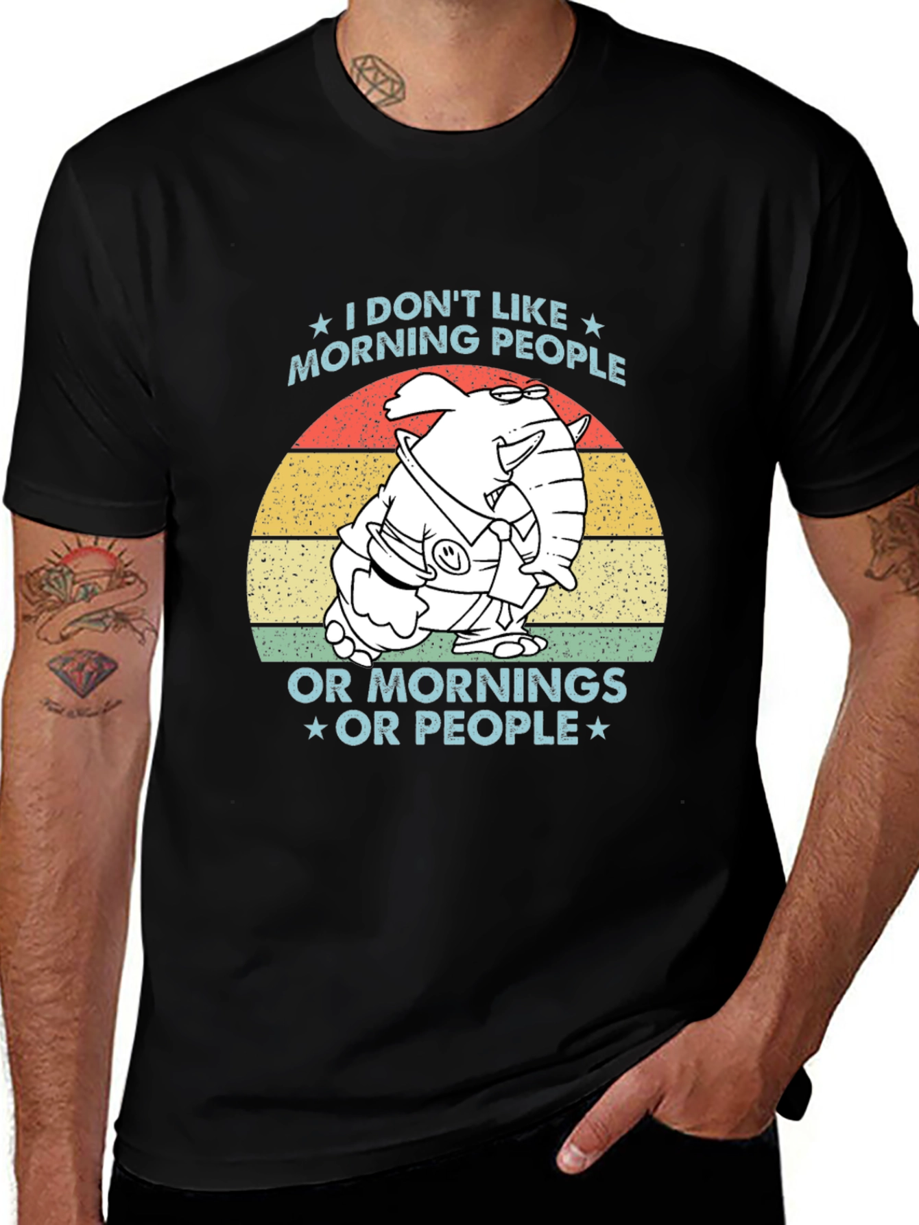 Variant 13 of Funny "I Don't Like Morning People" Graphic Tee