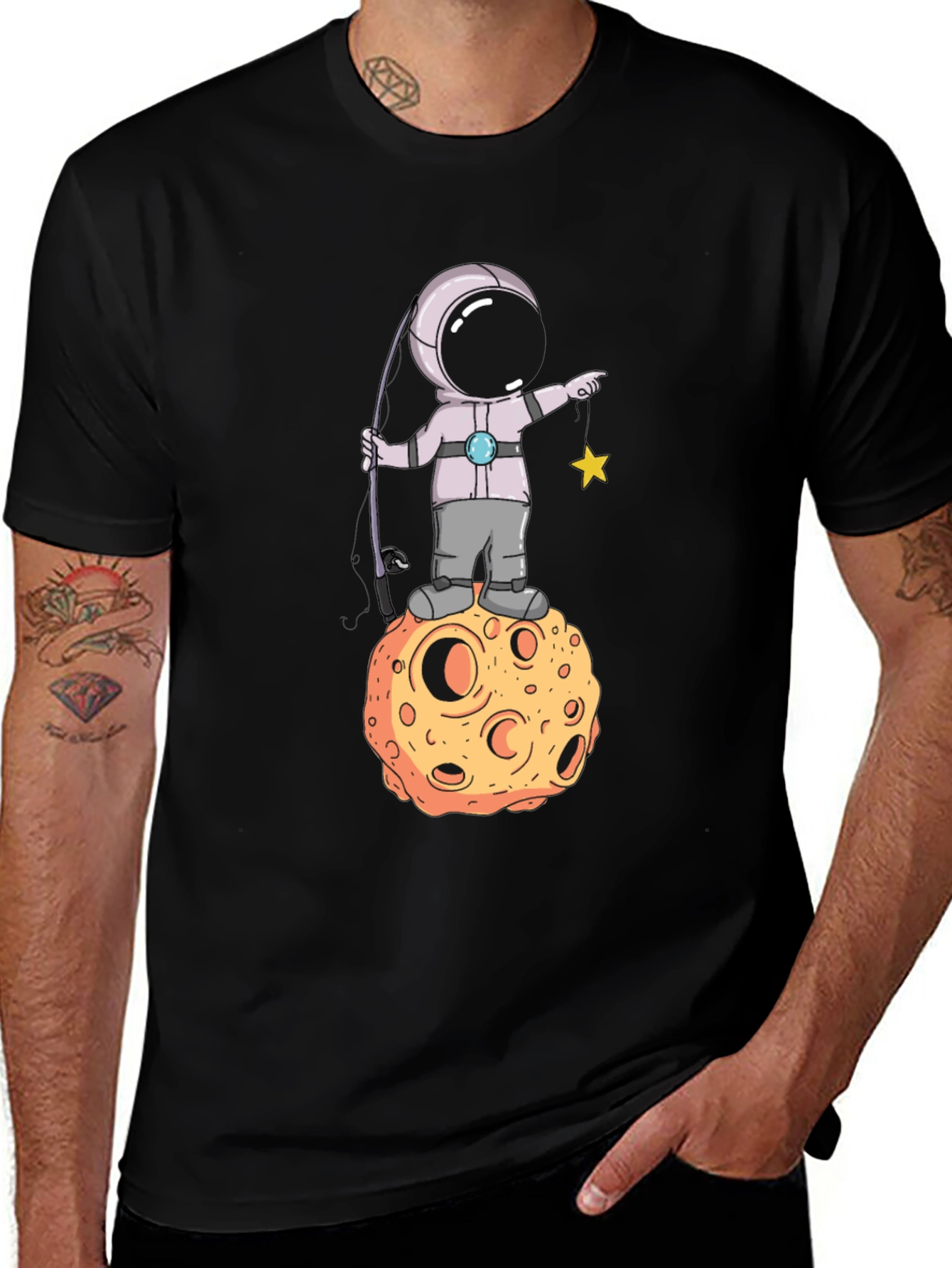 Variant 4 of Astronaut Moon Fishing T-Shirt