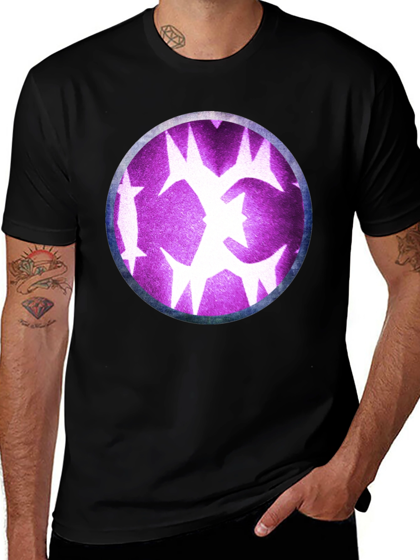 Variant 23 of Graphic Tee - Purple Starburst Design