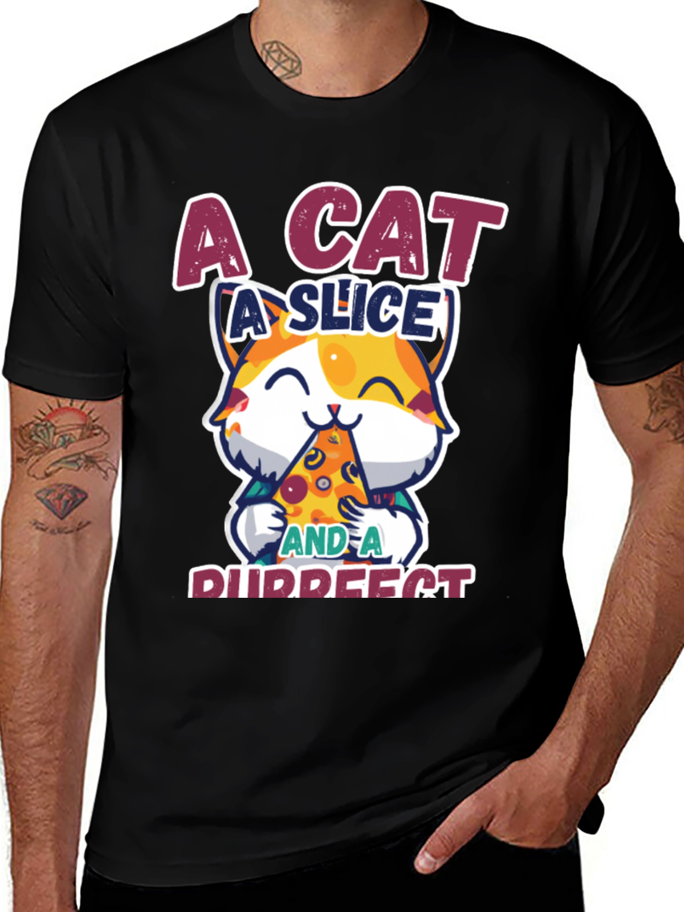 Variant 25 of Purrfect Pizza Cat Graphic Tee