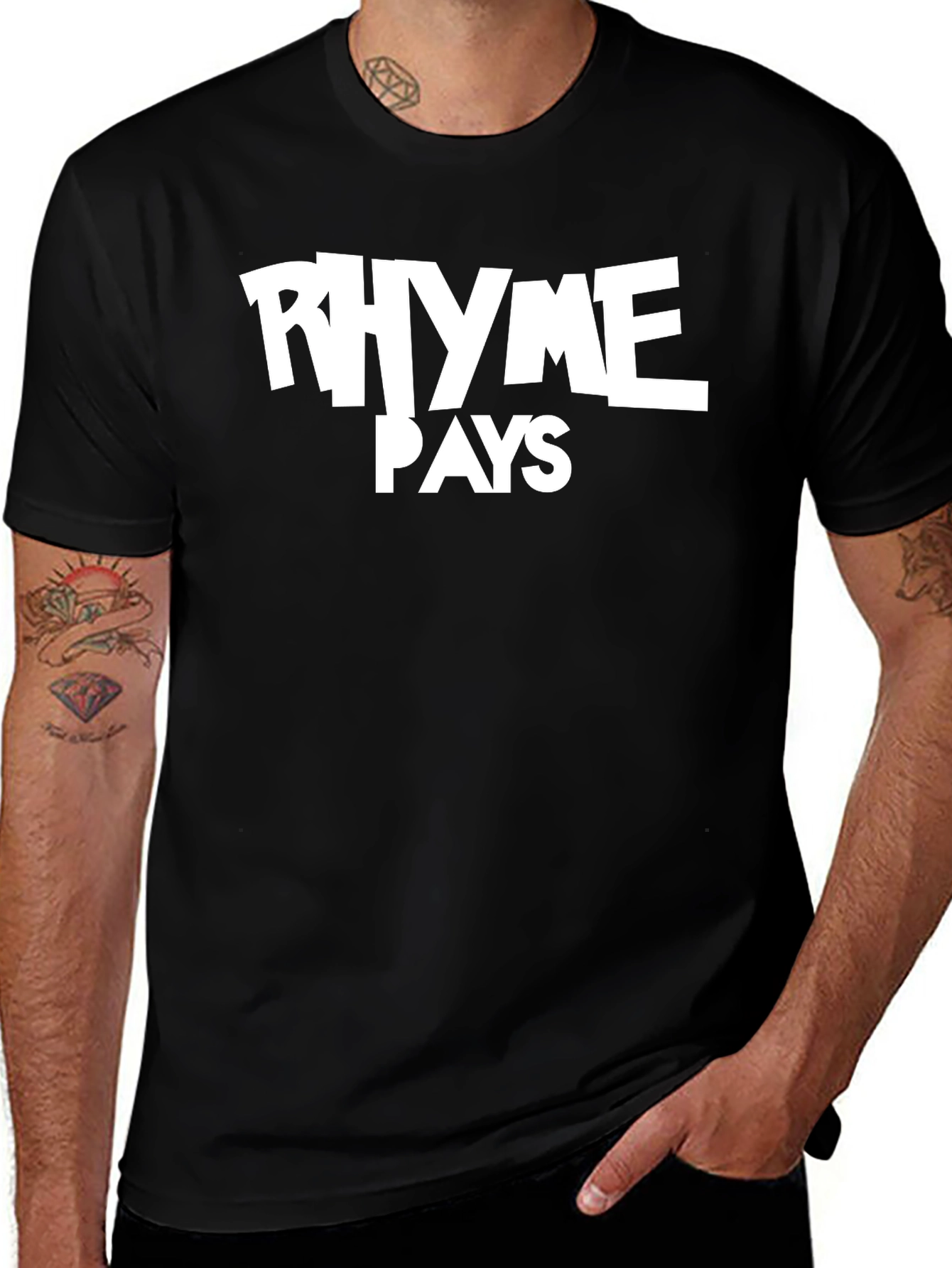 Variant 26 of Rhyme Pays Black Graphic Tee