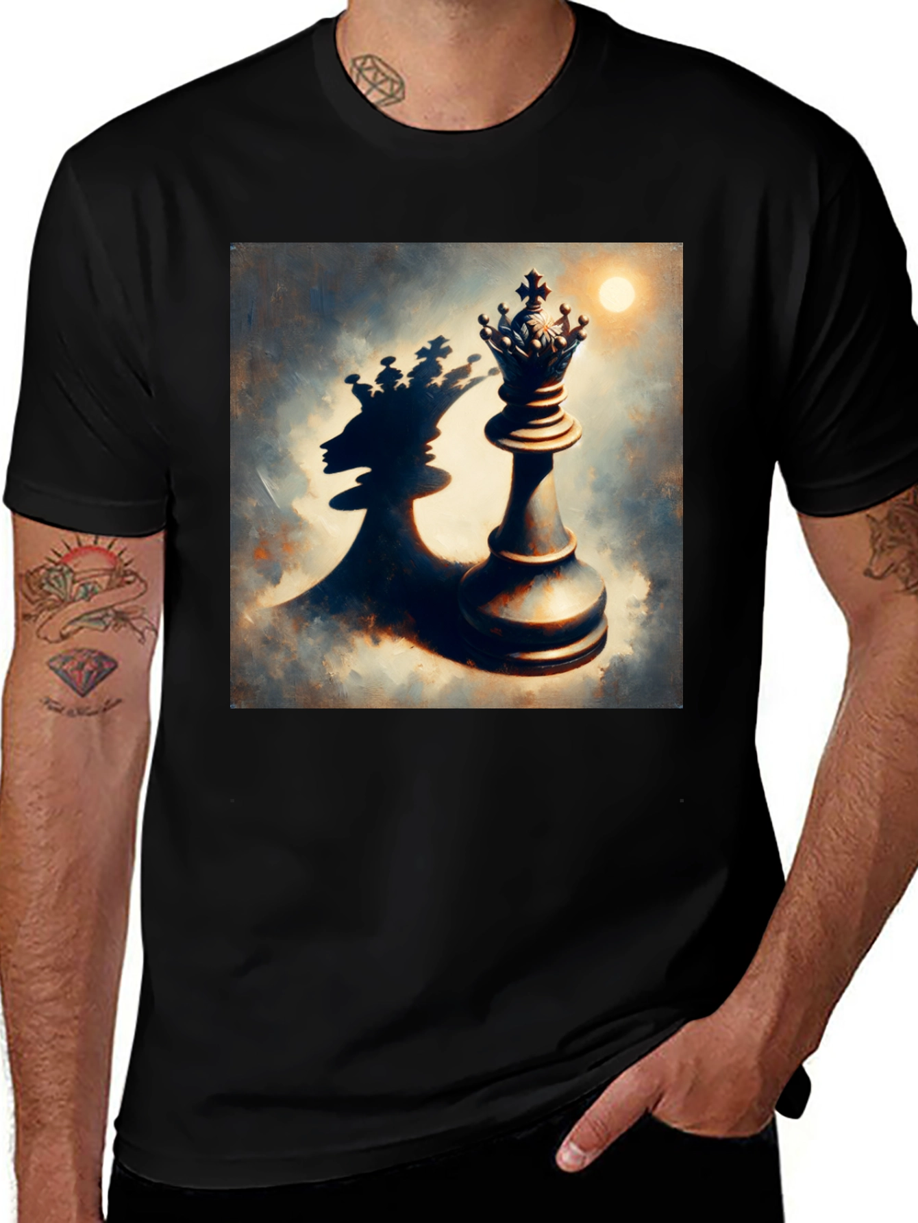 Variant 15 of Chess King Graphic Tee - Shadow Crown Design