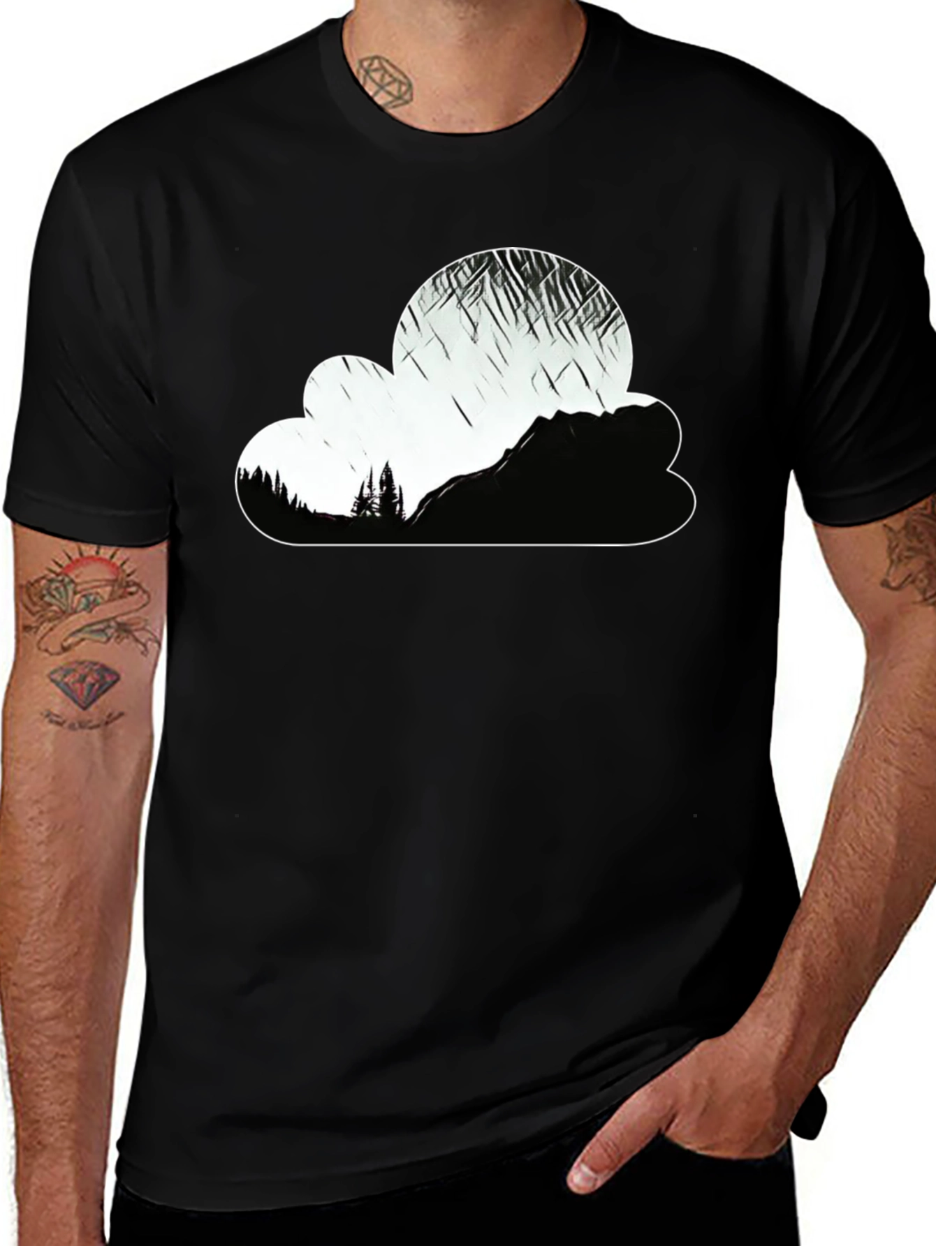 Variant 29 of Mountain Cloud Graphic Tee - Black