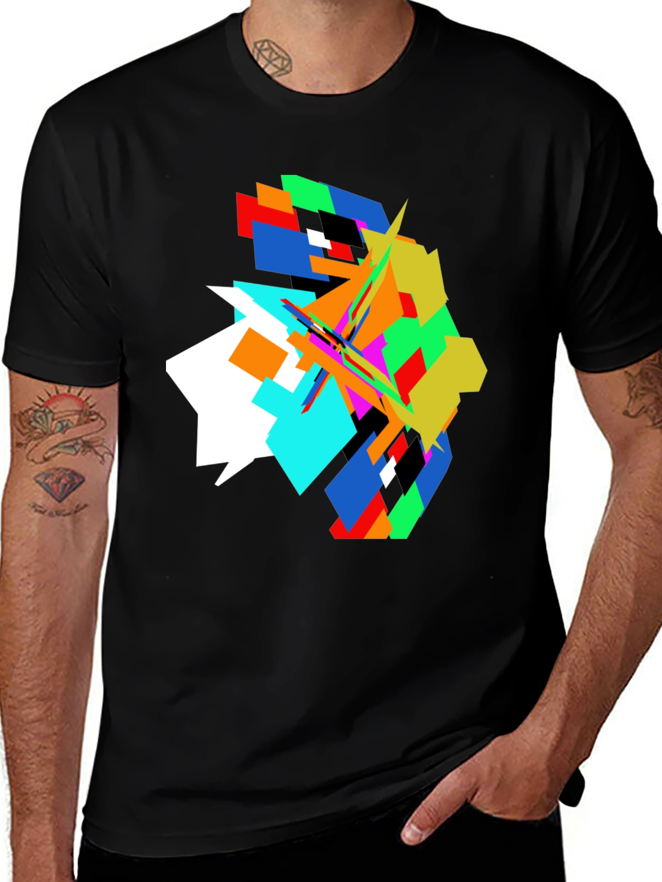 Variant 26 of Abstract Pixel Art Graphic Black T-Shirt