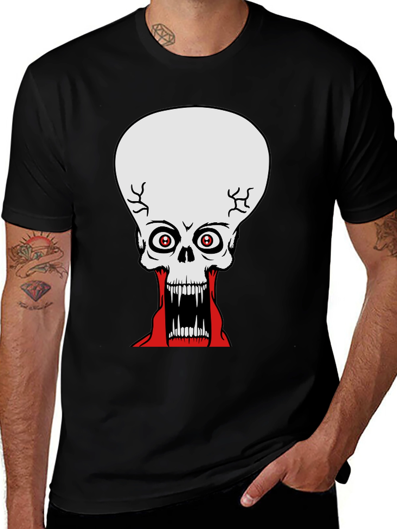 Variant 4 of Monster Skull Graphic Tee - Black Cotton T-Shirt