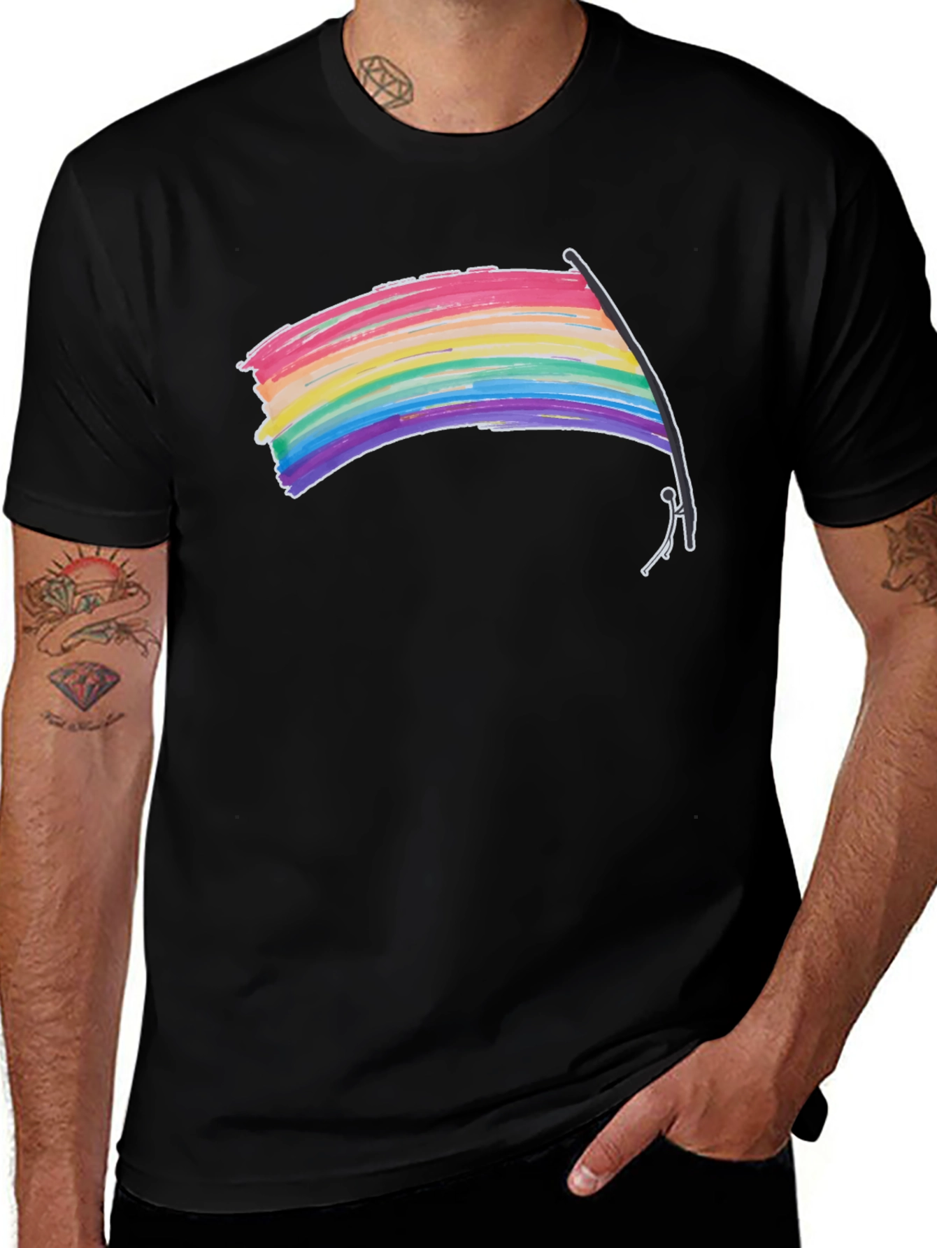 Variant 3 of Rainbow Flag Graphic Tee - Black