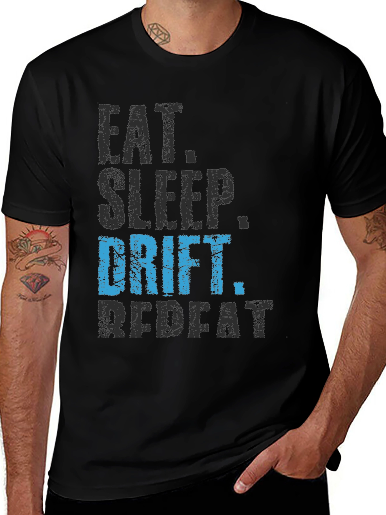 Variant 7 of Eat Sleep Drift Repeat Black Graphic Tee