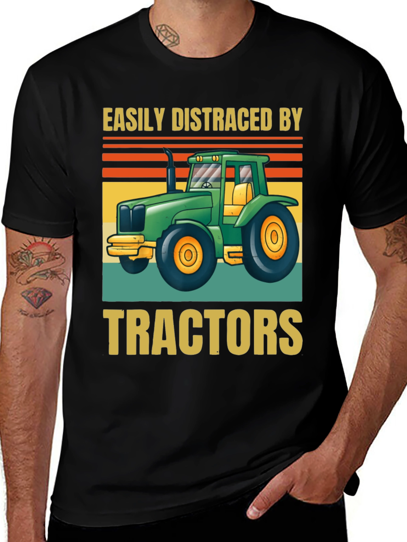 Variant 27 of Easily Distracted by Tractors Men's Graphic Tee