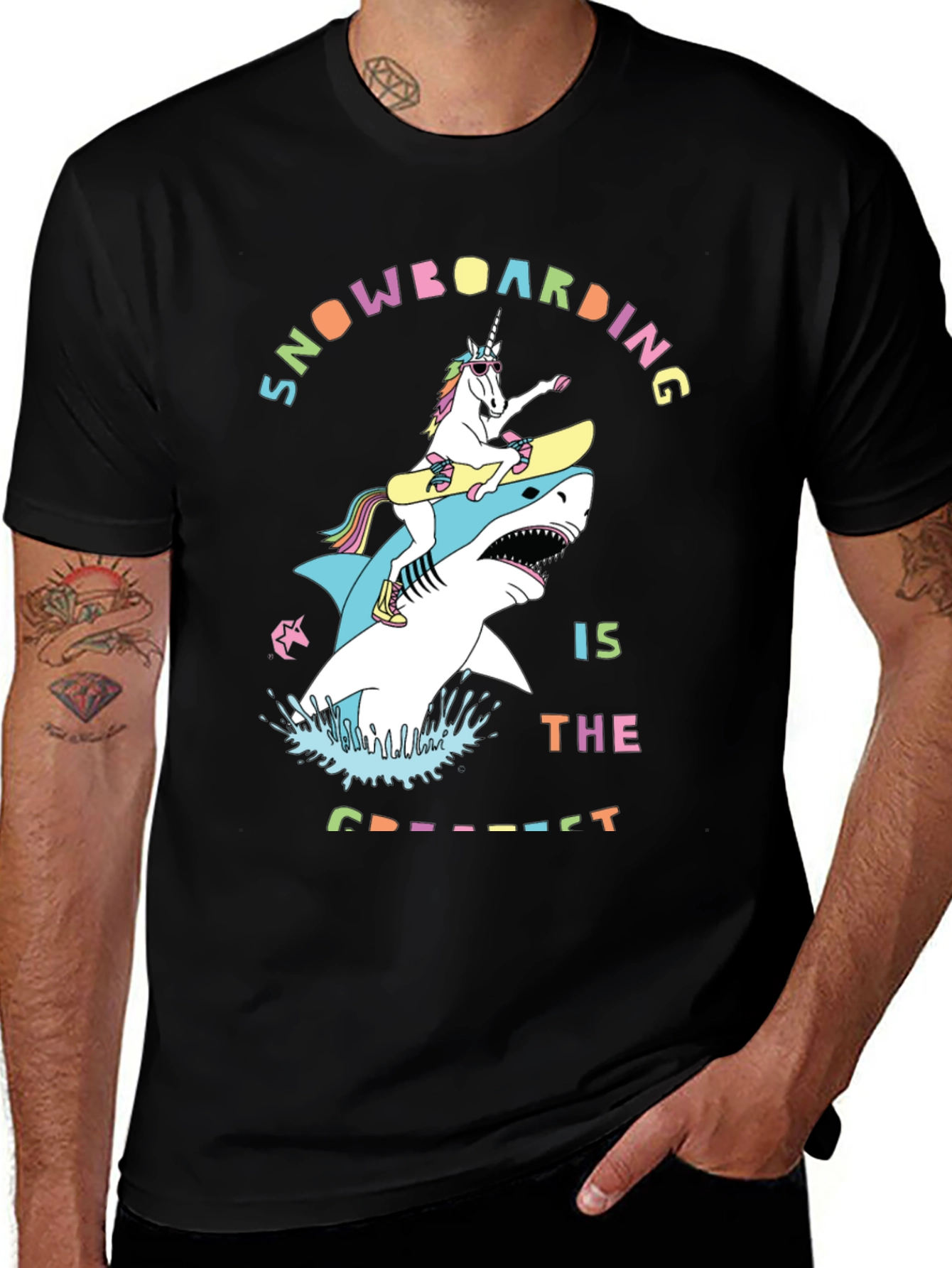 Variant 6 of Snowboarding Shark & Unicorn Graphic Tee