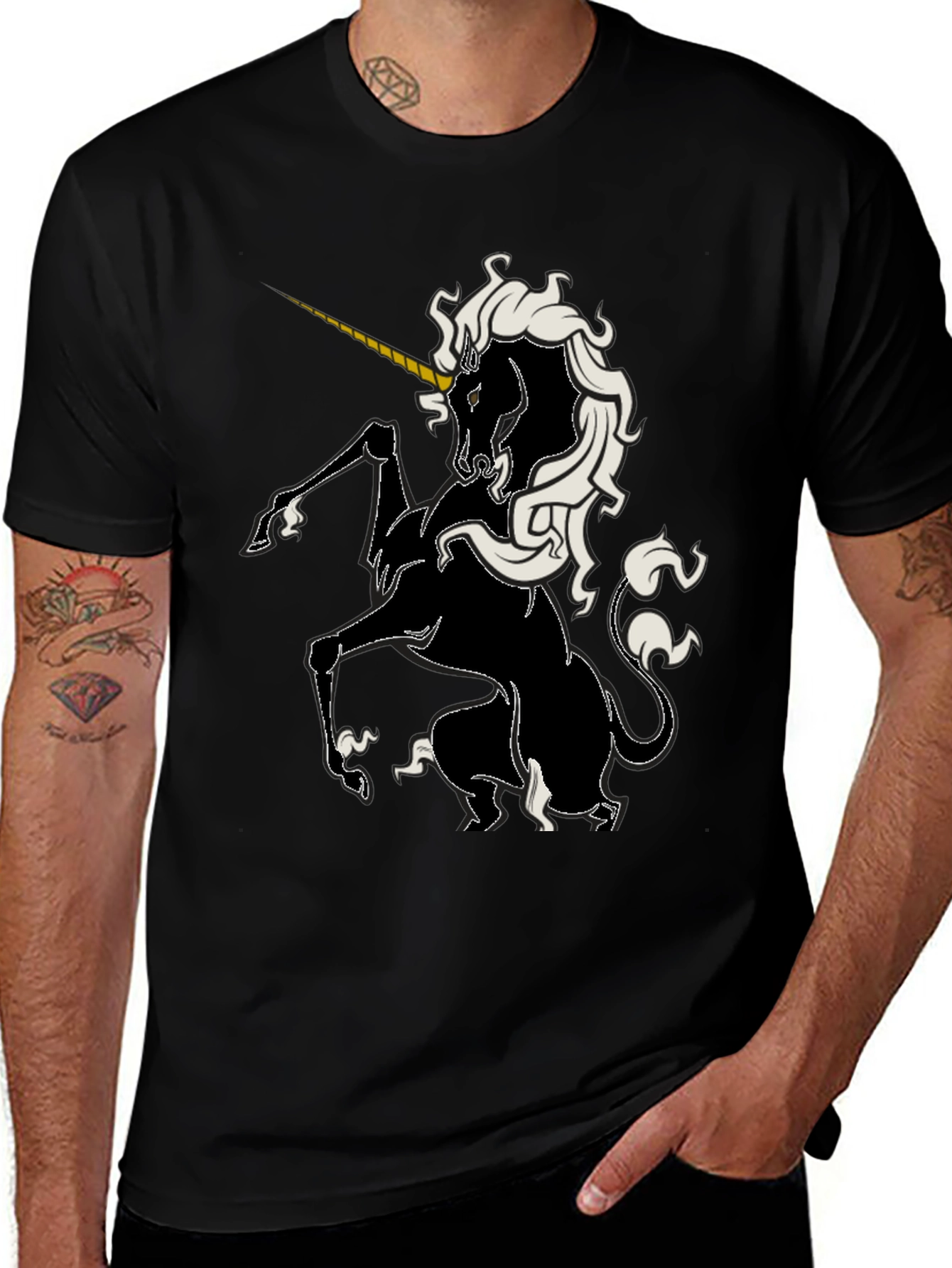 Variant 6 of Unicorn Graphic Tee - Black Cotton Shirt