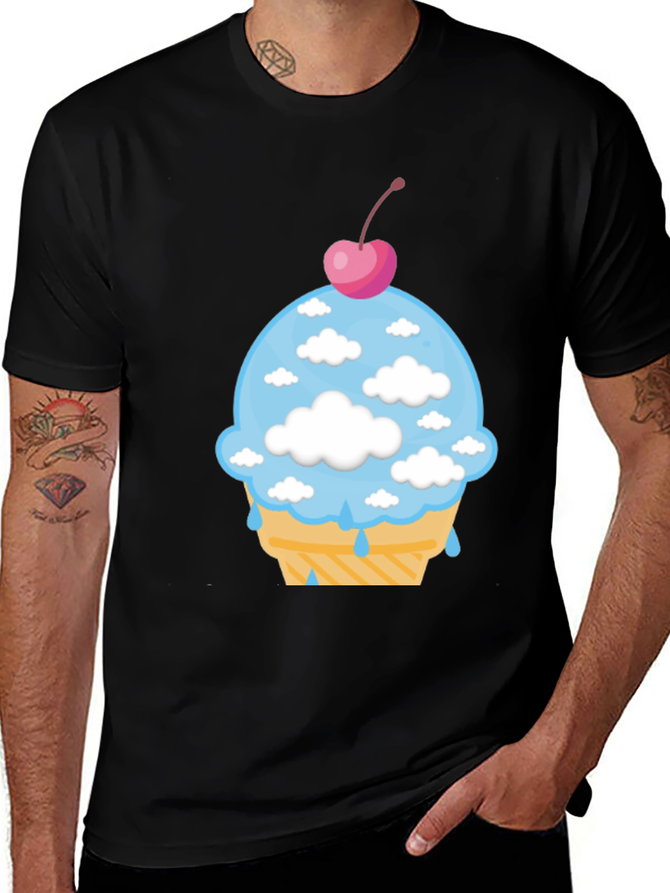 Variant 20 of Cloud Ice Cream Graphic Tee - Black