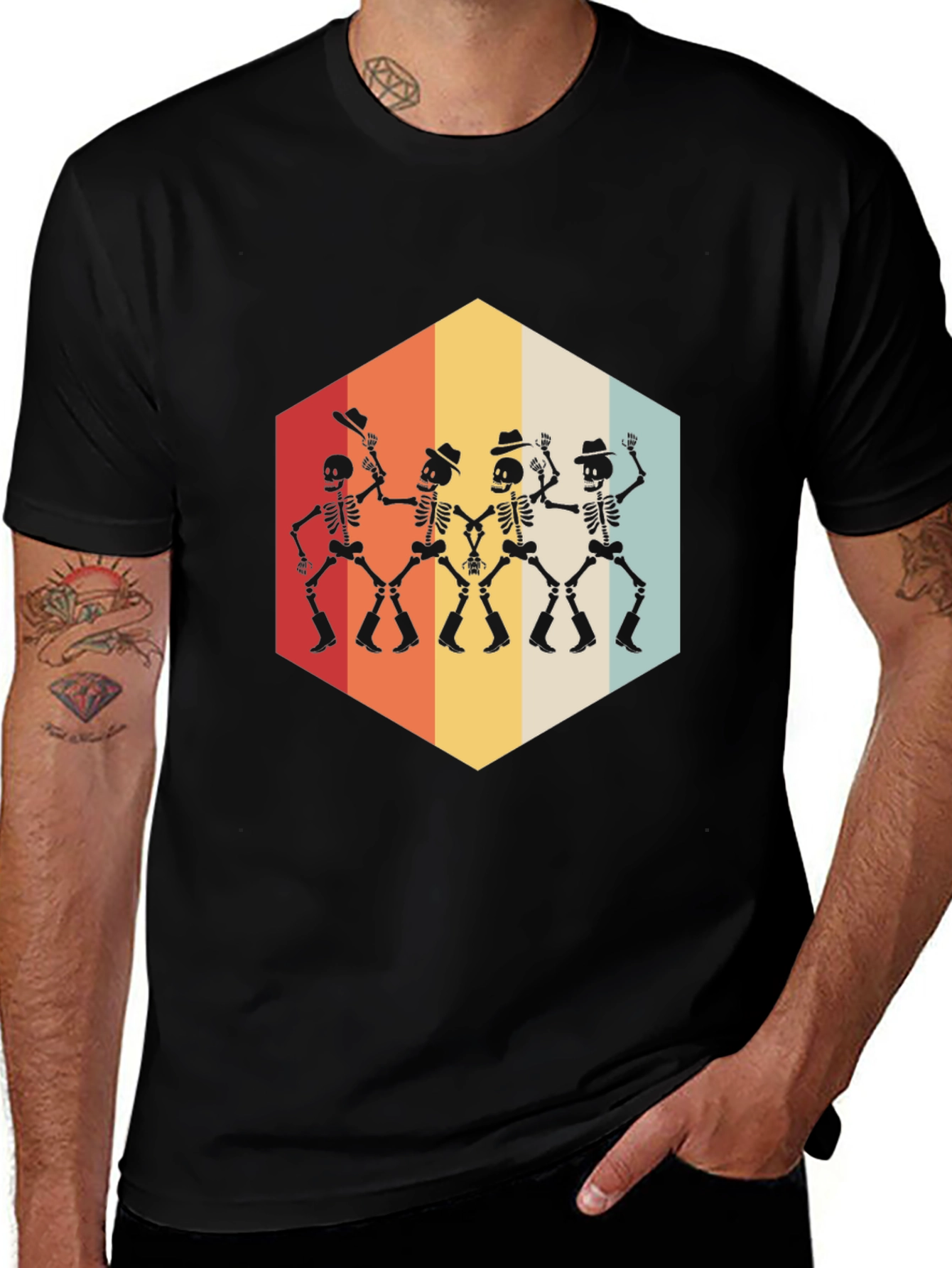 Variant 24 of Dancing Skeleton T-Shirt - Retro Halloween Style