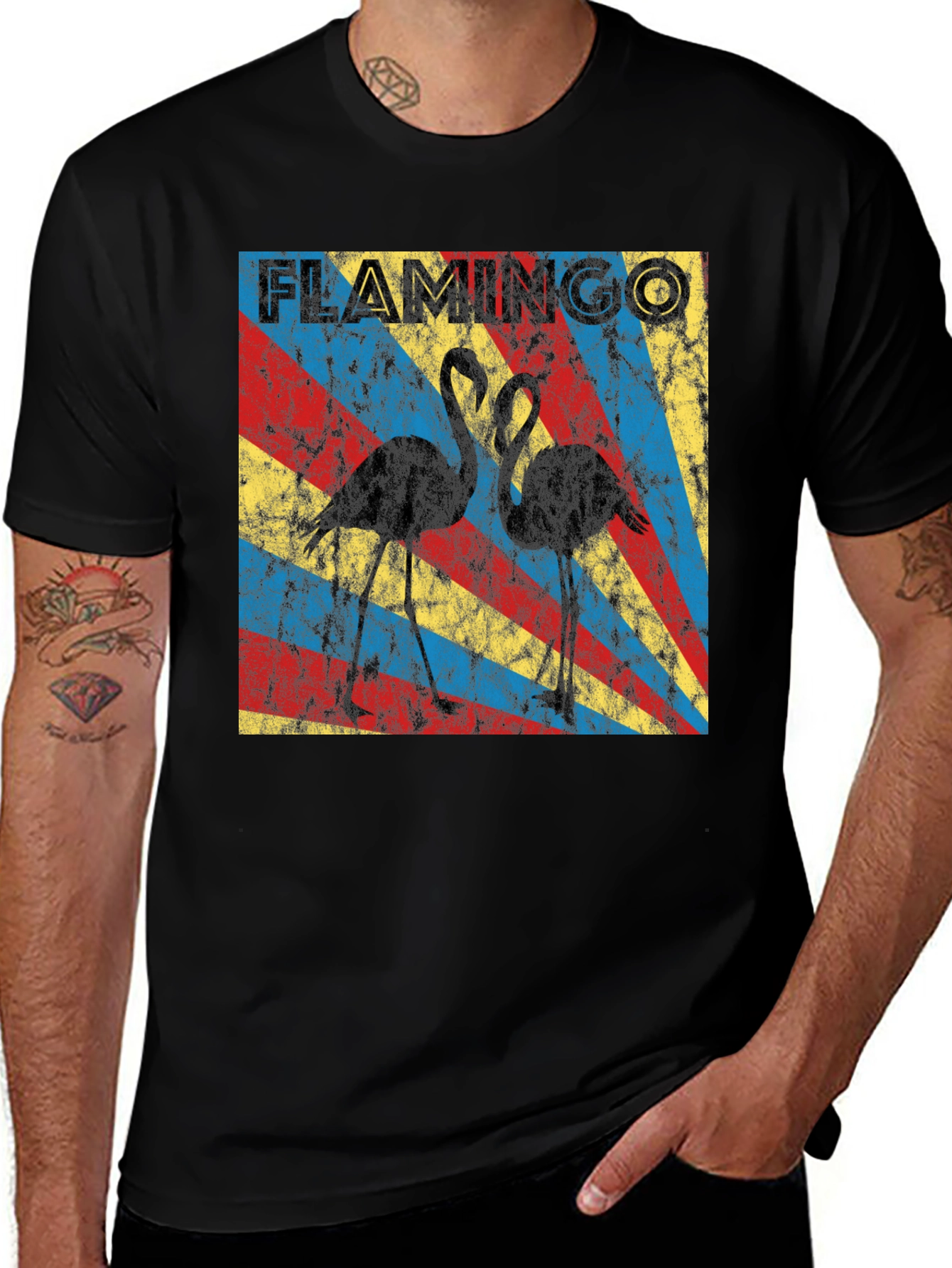 Variant 8 of Retro Flamingo Graphic Tee - Black