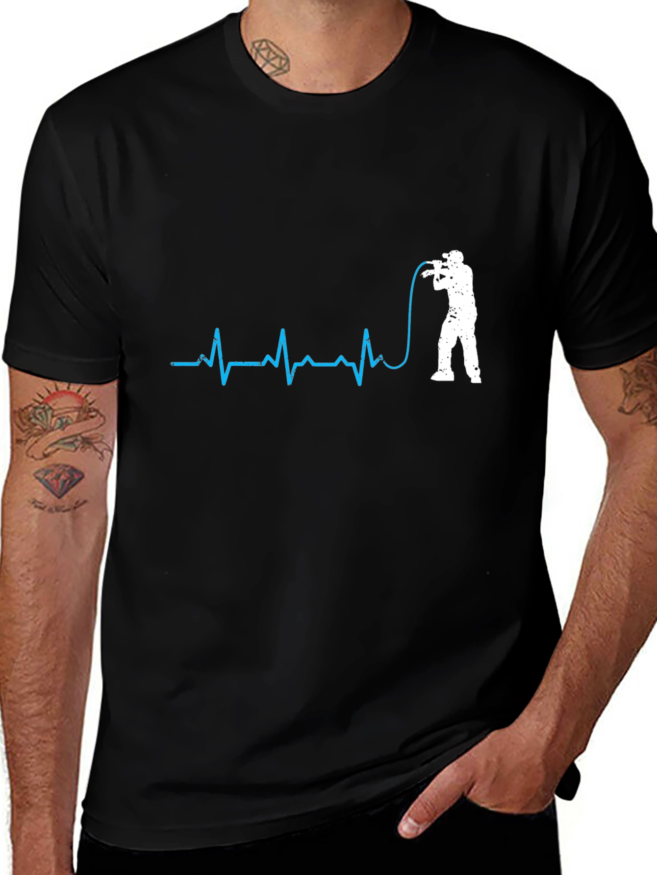 Variant 30 of Photographer Heartbeat T-Shirt - Black Graphic Tee