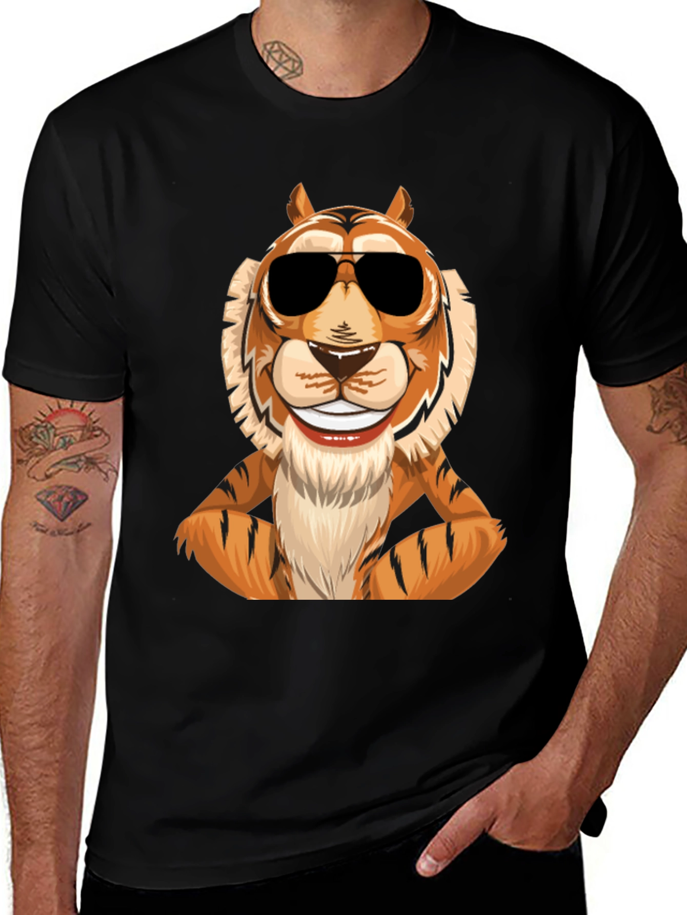 Variant 5 of Cool Tiger Graphic Tee - Mens Black T-Shirt