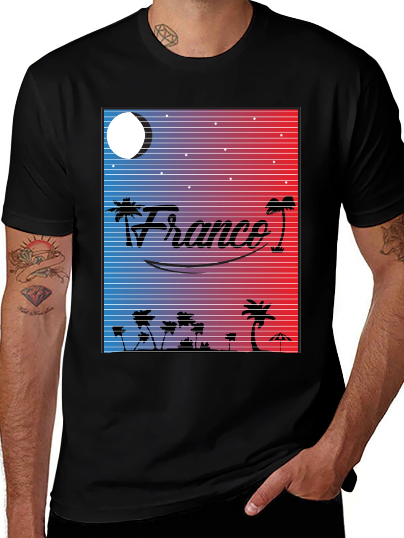 Variant 4 of France Retro Graphic T-Shirt - Black