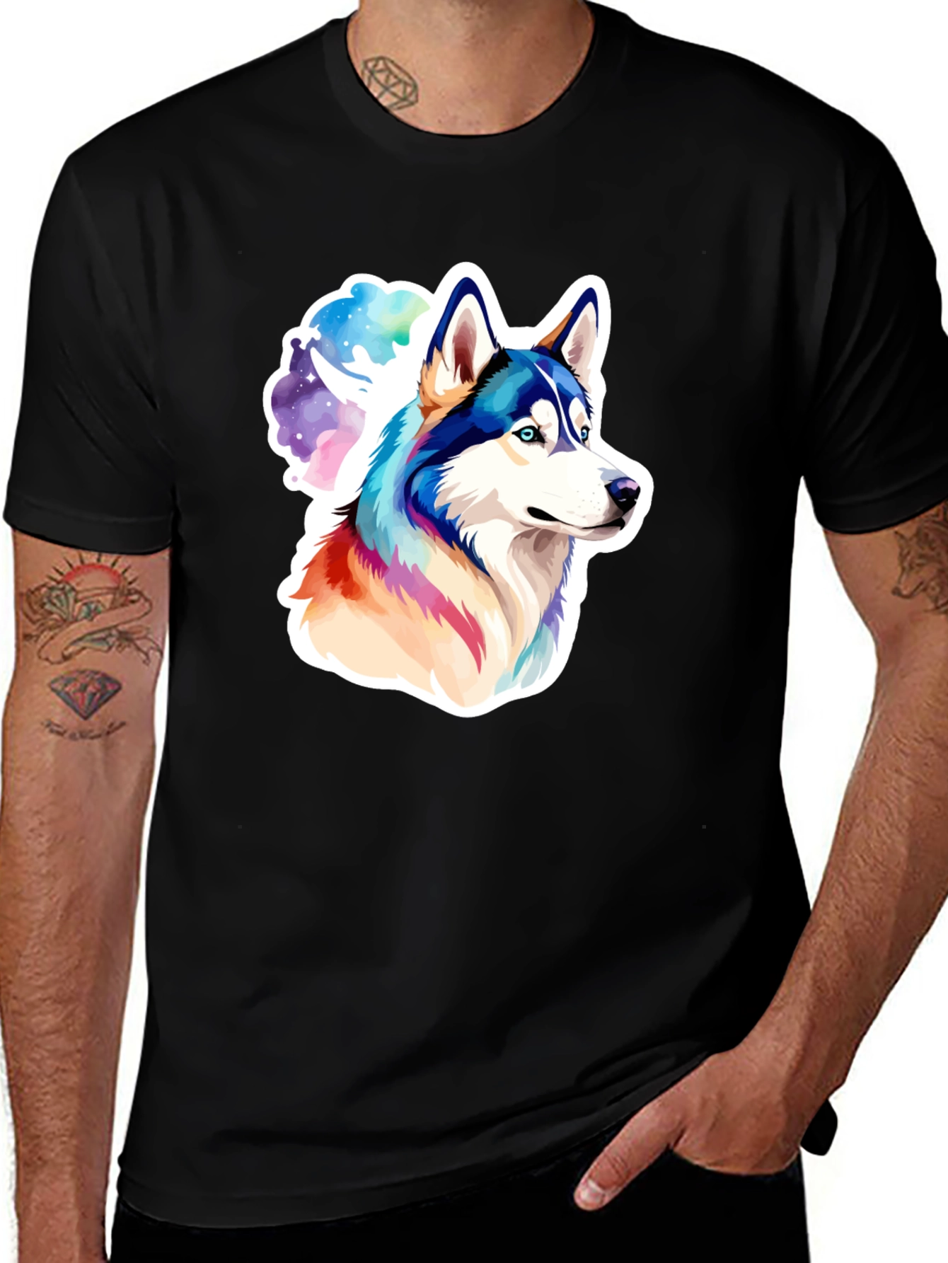 Variant 29 of Husky Dog Graphic Black T-Shirt