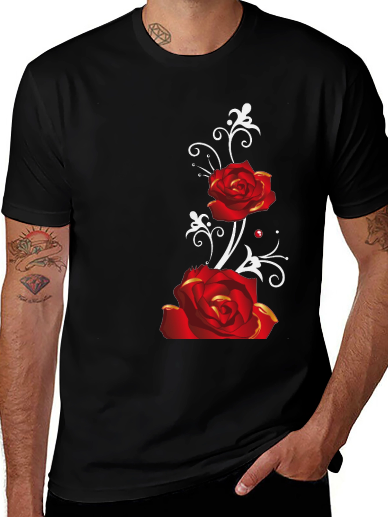 Variant 30 of Elegant Rose Graphic Tee - Stylish Floral Design