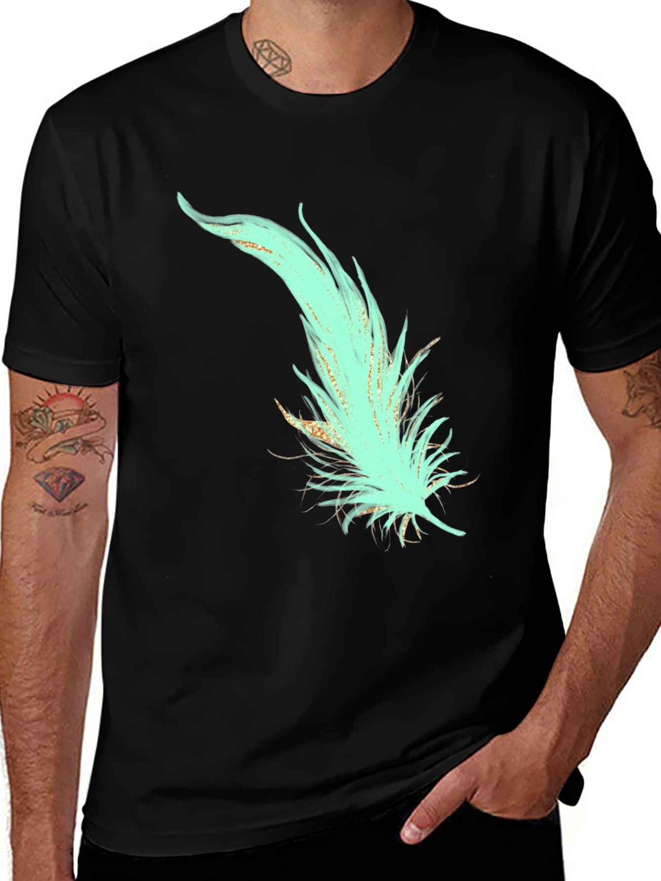 Variant 17 of Feather Graphic T-Shirt - Stylish Black Tee