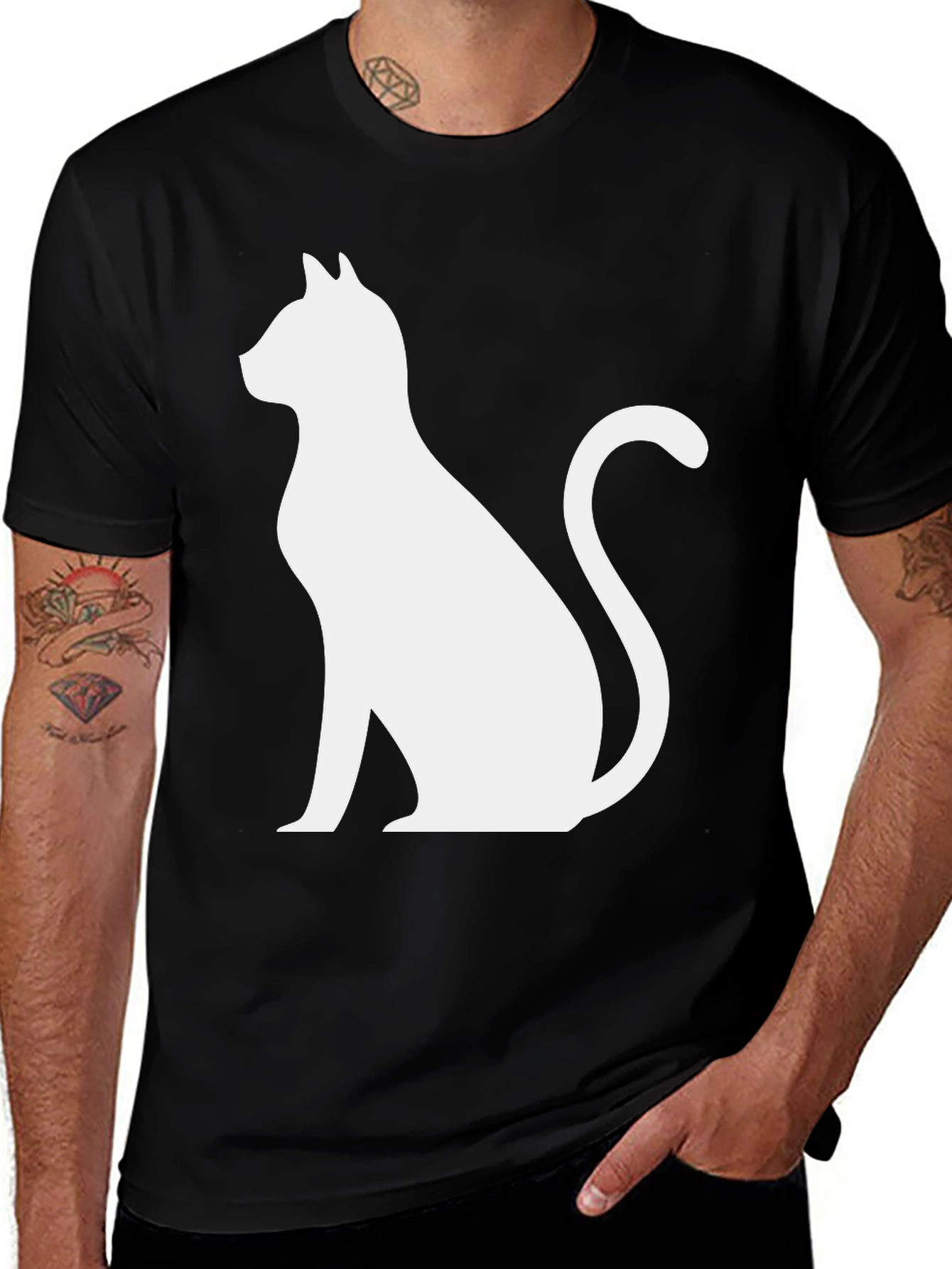Variant 11 of Black Cat Silhouette Graphic T-Shirt