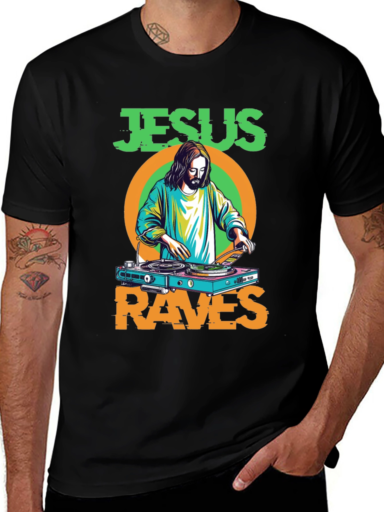 Variant 29 of Jesus Raves T-Shirt - Funny Graphic Tee