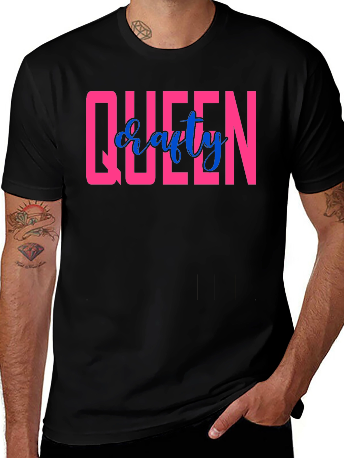 Variant 17 of Queen Crafty T-Shirt - Black Crew Neck Tee