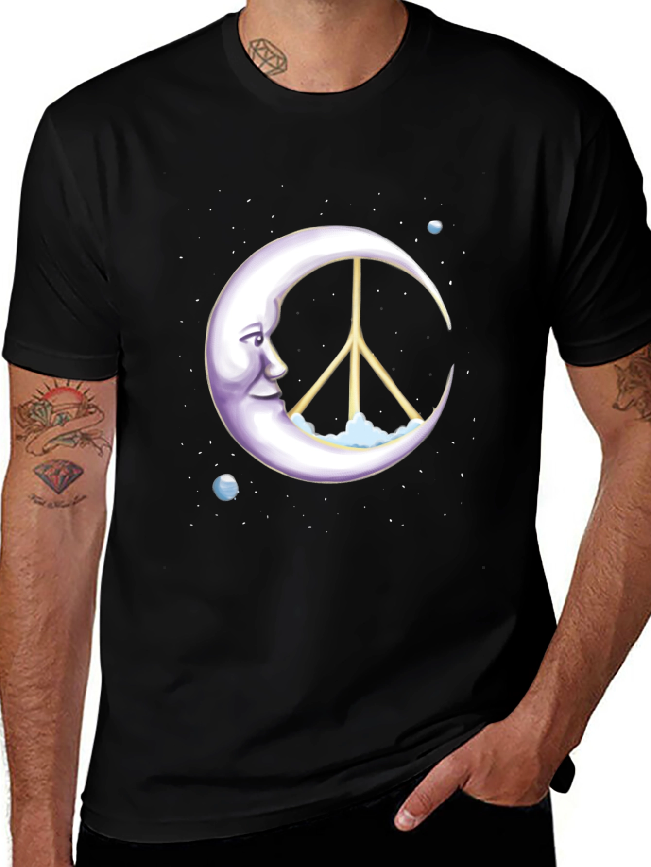 Variant 2 of Peace Moon Graphic Tee - Soft Cotton Blend