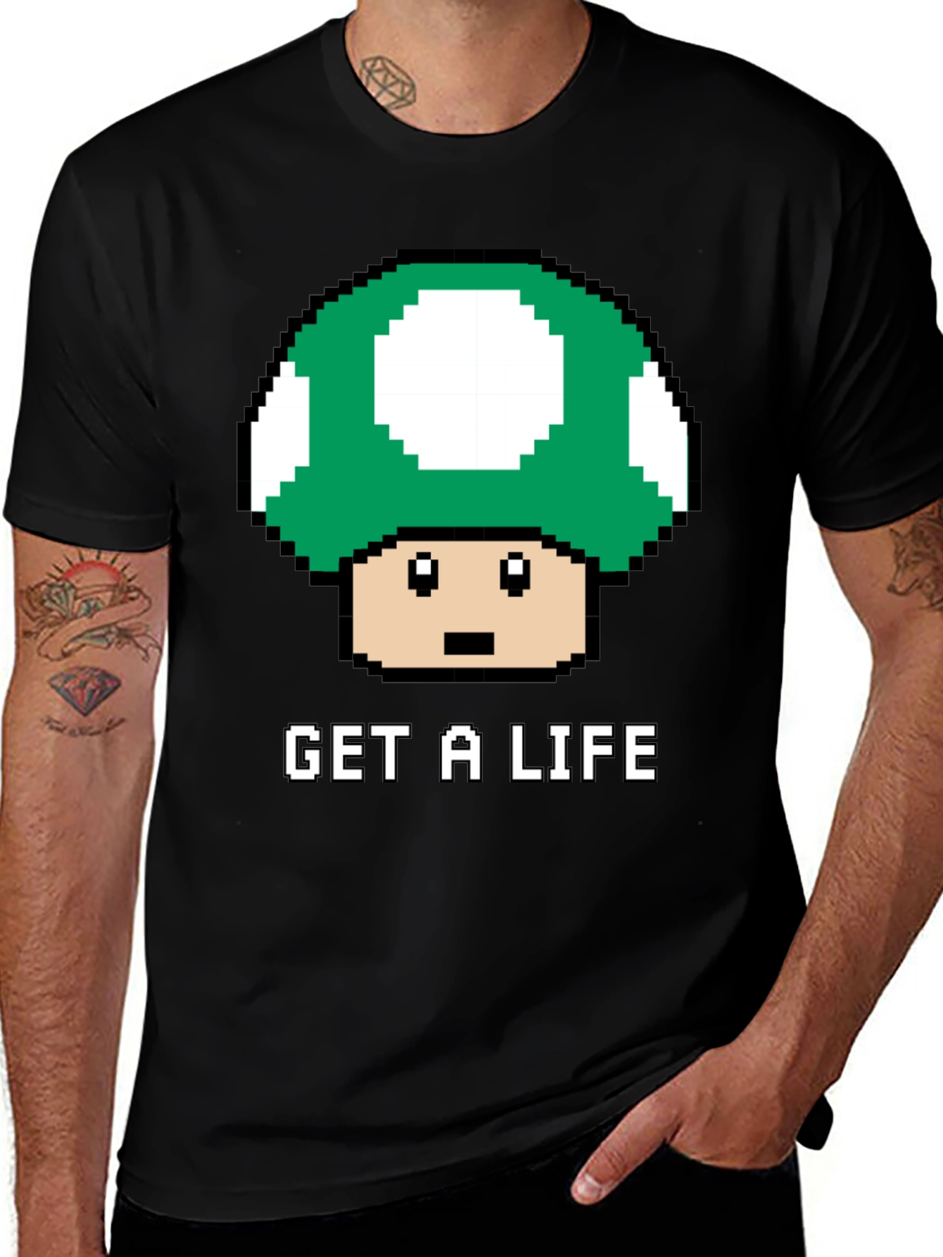Variant 28 of Get a Life Mushroom Pixel Art T-Shirt