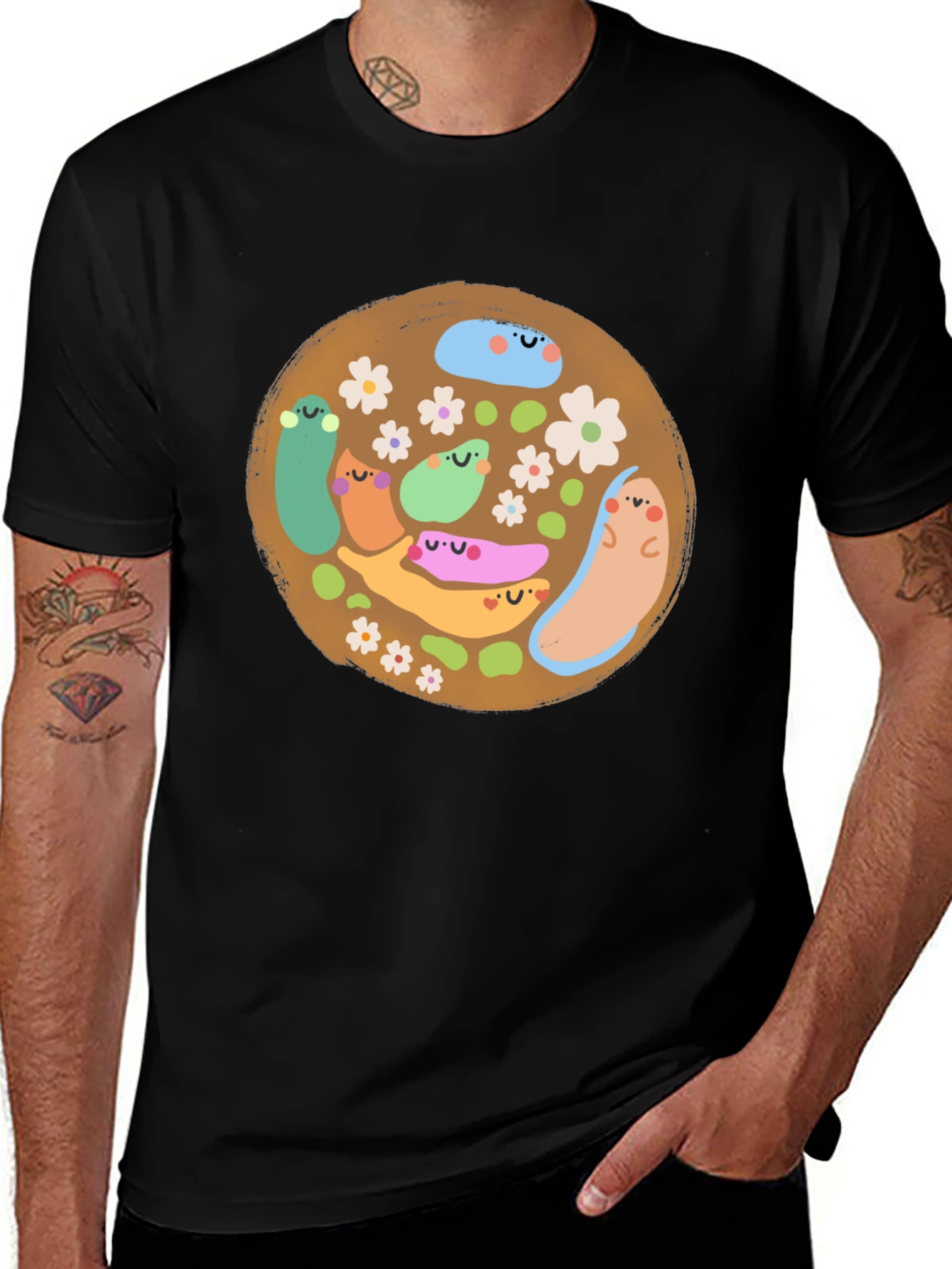 Variant 29 of Cute Smiling Slugs on Brown T-Shirt