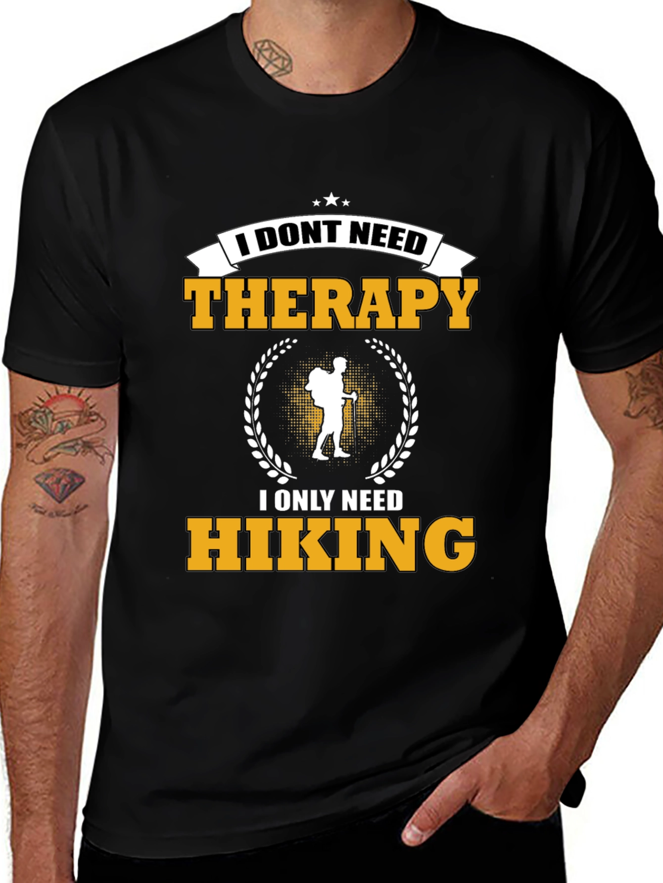 Black Hiking Therapy T-Shirt main image
