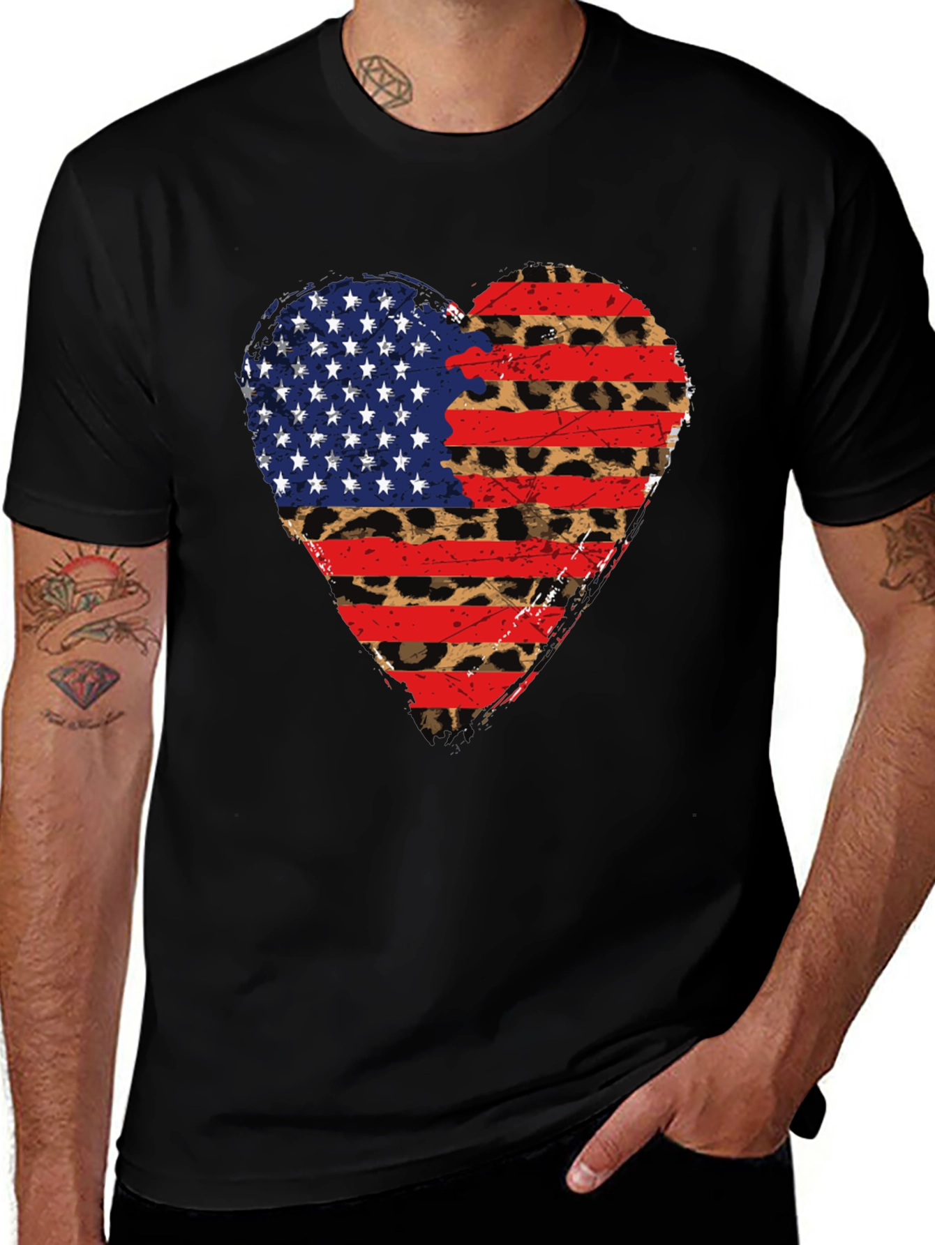 Variant 18 of American Flag Heart Leopard Print T-Shirt