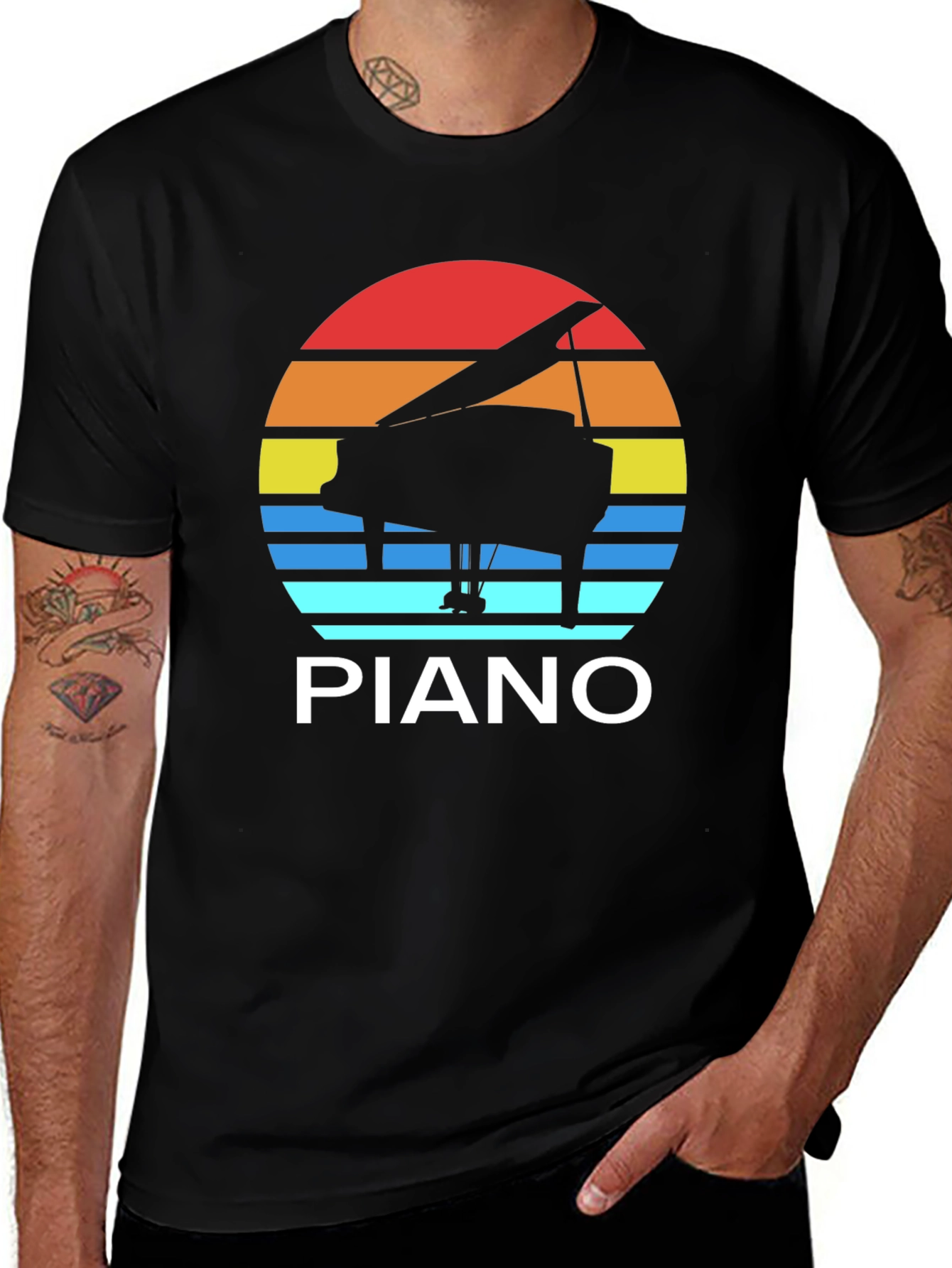 Variant 5 of Retro Piano Sunset T-Shirt - Music Lover Tee