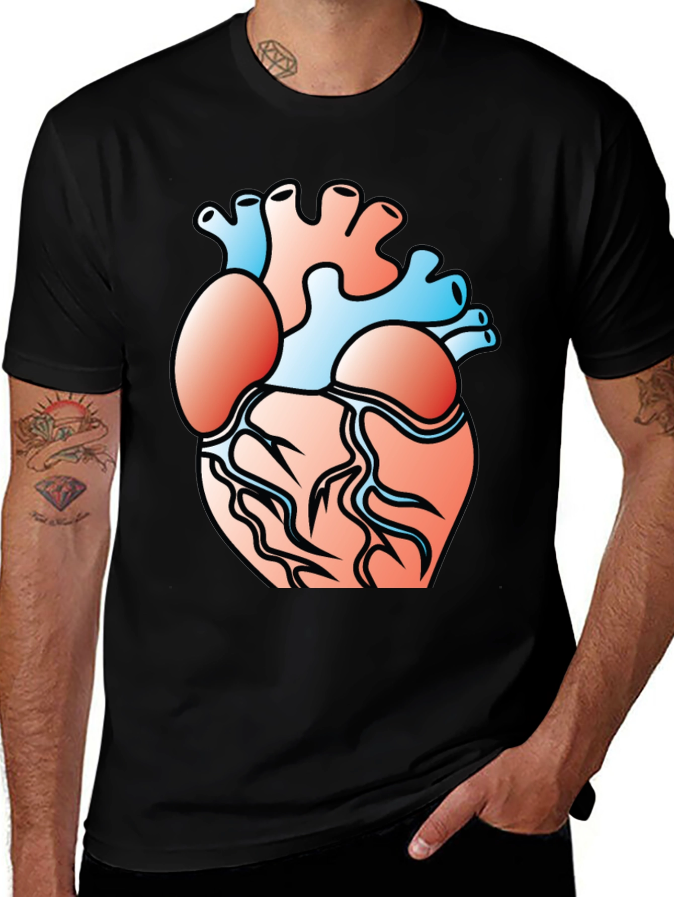 Variant 22 of Anatomical Heart Graphic Tee - Black