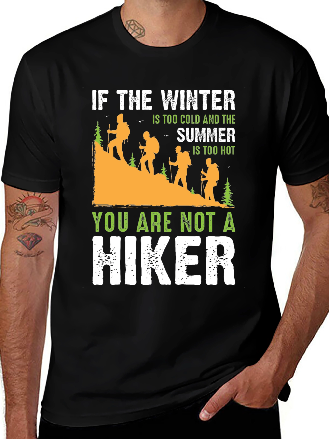 Variant 14 of Humorous Hiking T-Shirt: Winter Cold, Summer Hot