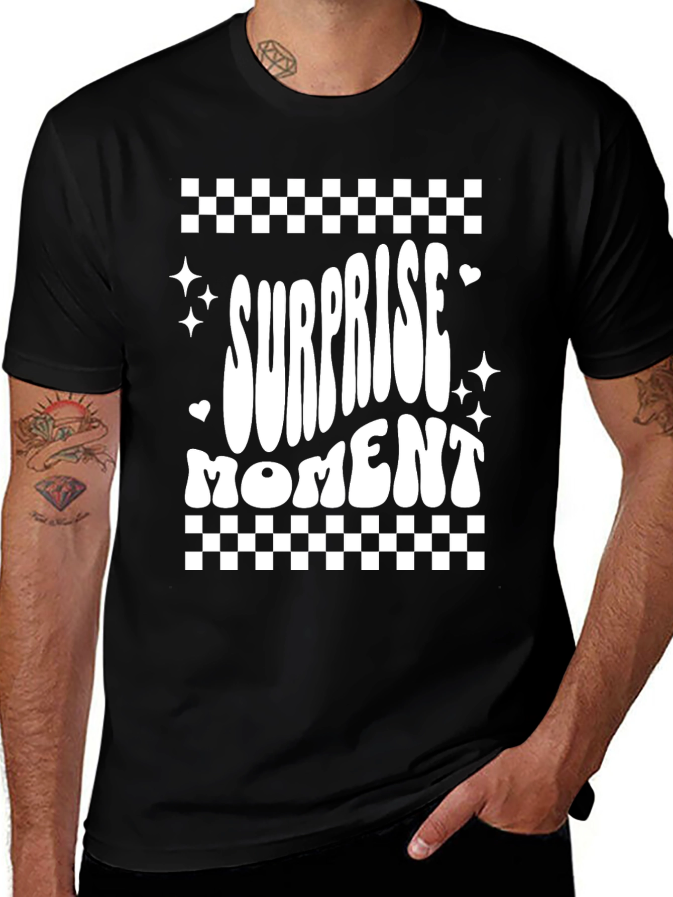 Variant 4 of Surprise Moment Graphic Tee - Fun Black T-Shirt