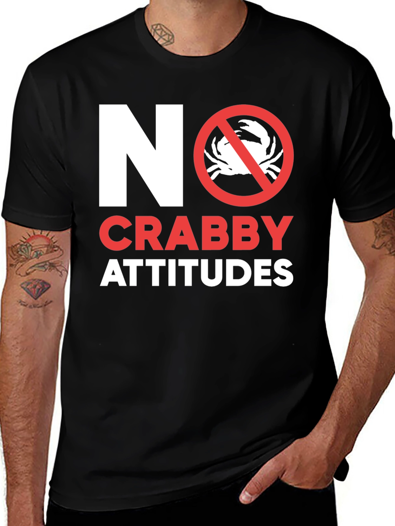 Variant 7 of No Crabby Attitudes T-Shirt - Funny Graphic Tee