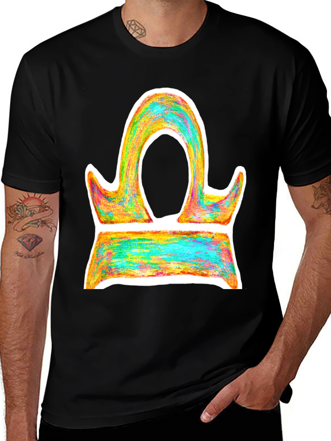 Variant 5 of Colorful Libra Zodiac Sign Graphic Tee