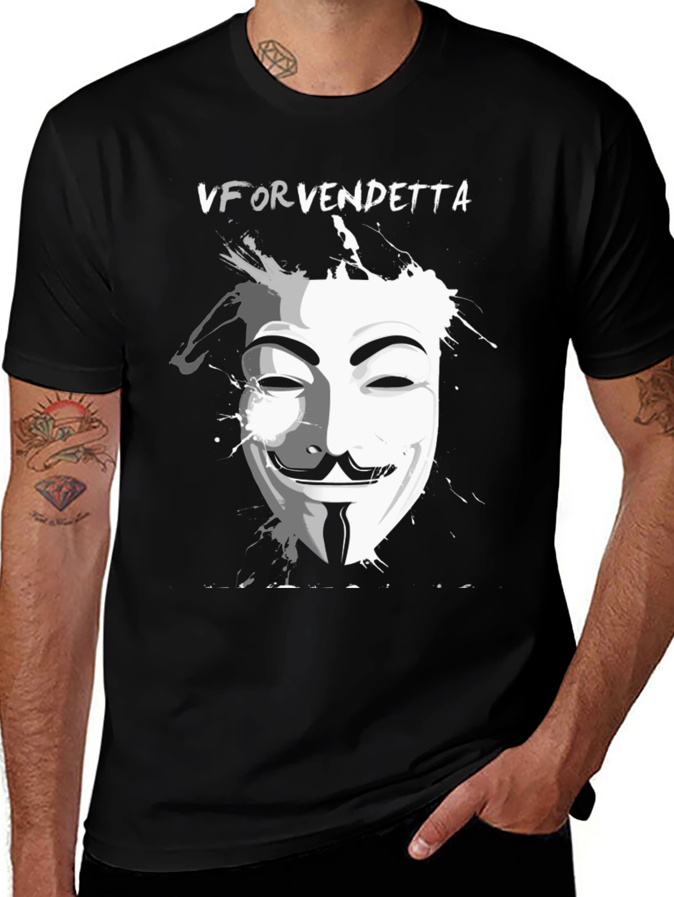 V for Vendetta Graphic Tee - Stylish Black T-Shirt