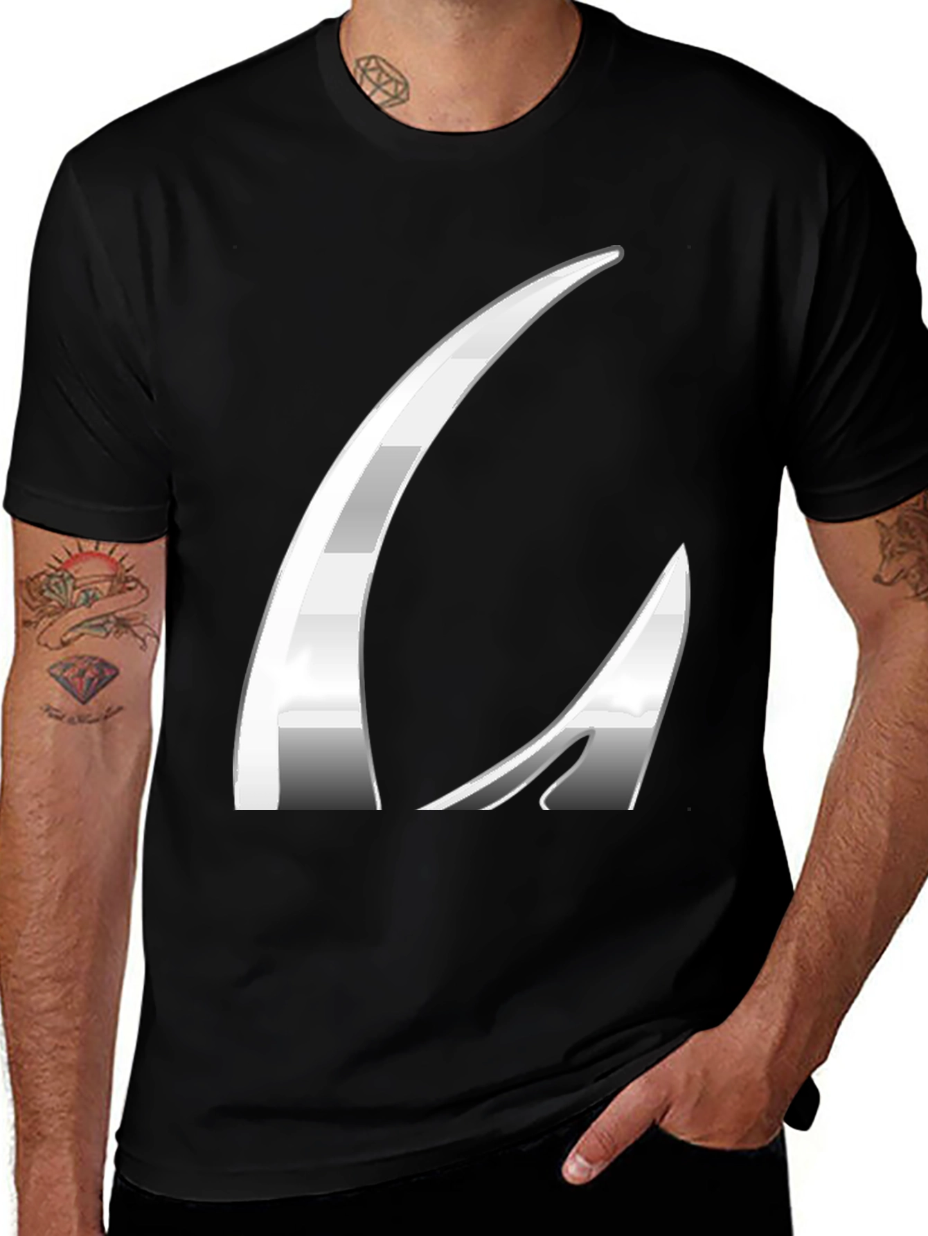 Variant 4 of Modern Black Graphic Tee with Abstract Design