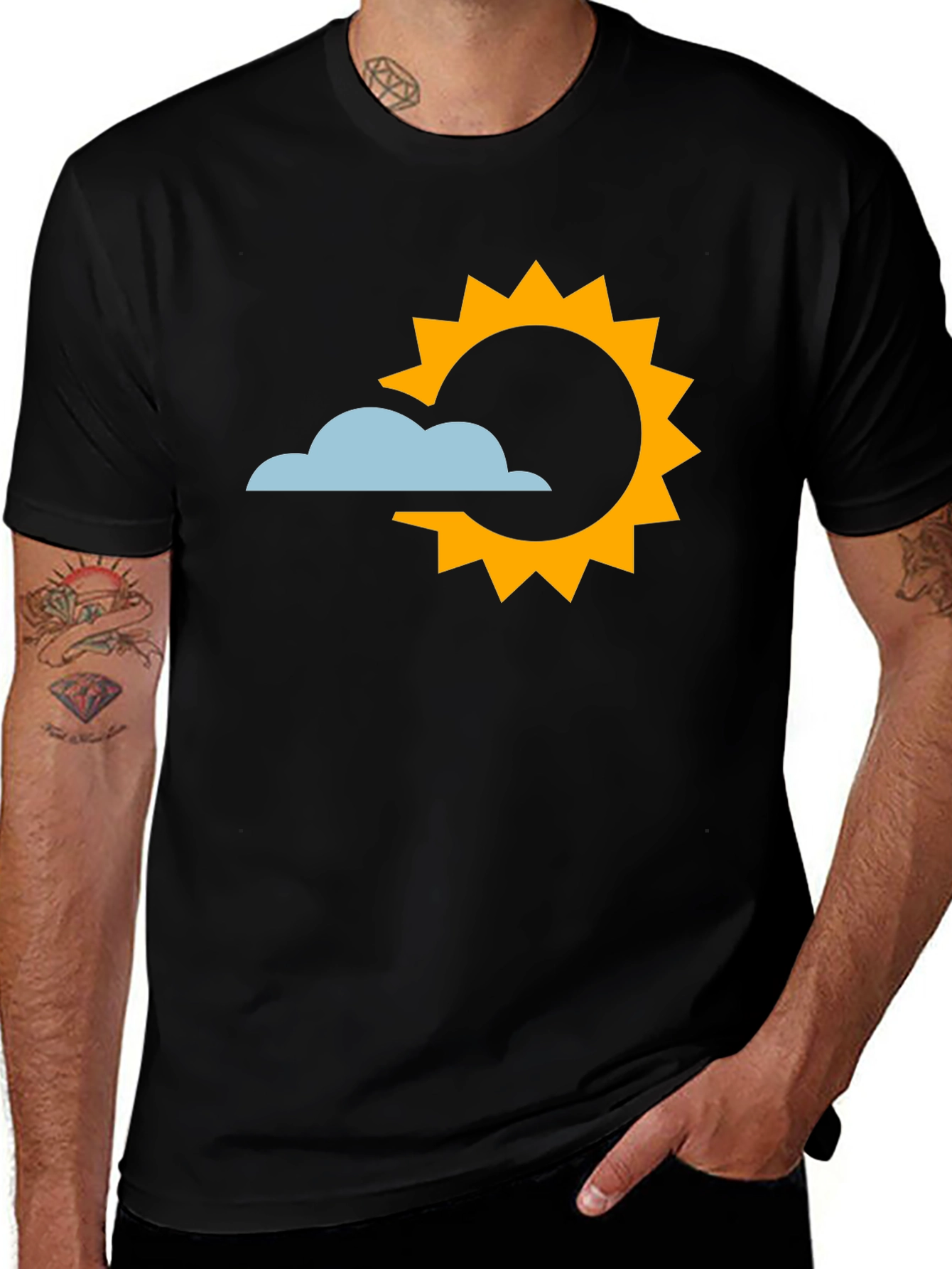 Variant 14 of Cloud Sun Graphic Tee - Black Cotton T-Shirt