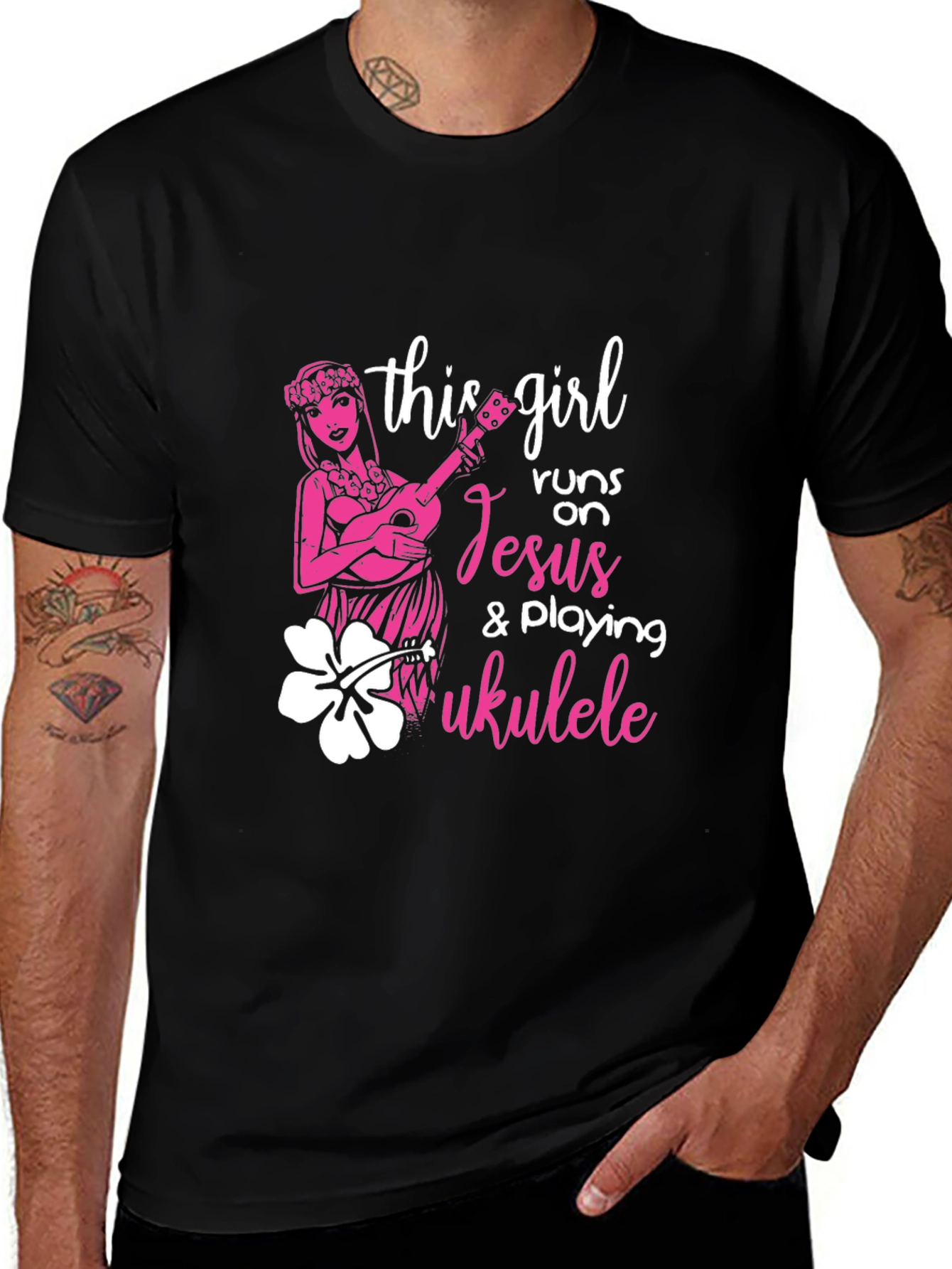 Variant 3 of This Girl Runs on Jesus Ukulele T-Shirt